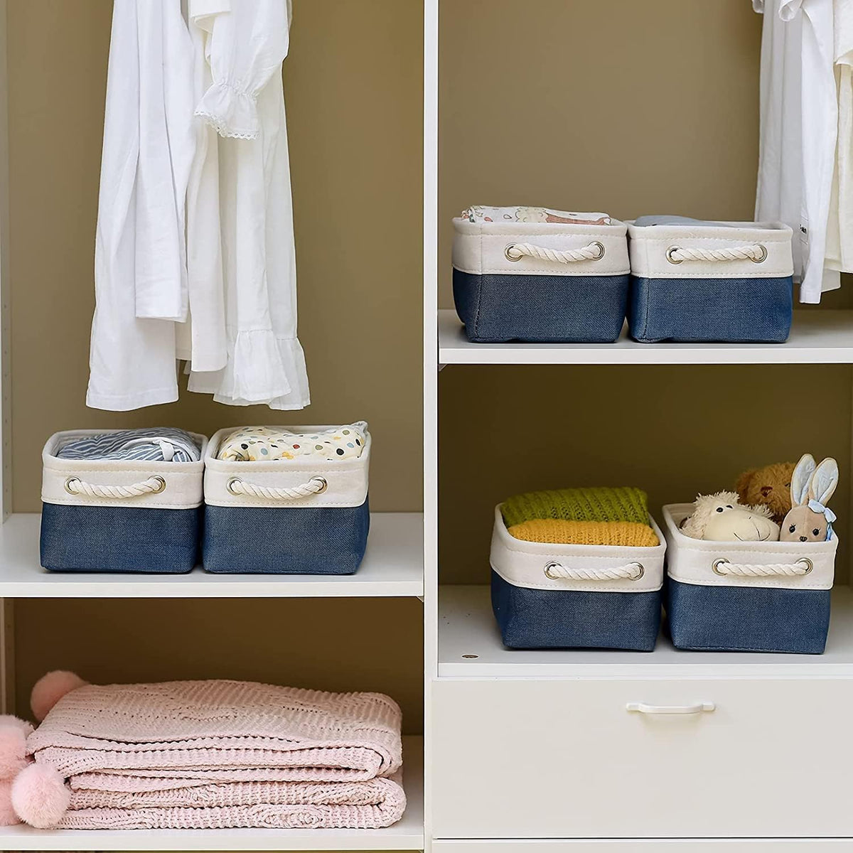 TheWarmHome Storage Bins for Shelves - 12x8x5.2 inch 1 Pack Baskets for Gifts Empty, Fabric Storage