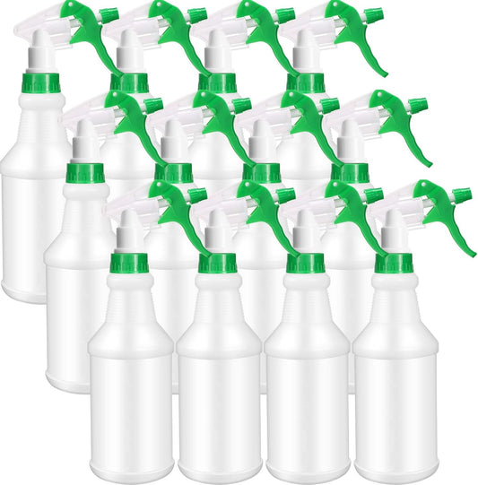 Eccliy 12 Pcs 16 Oz Plastic Spray Bottle, Adjustable Empty Reusable Sprayer for Cleaning, Planting