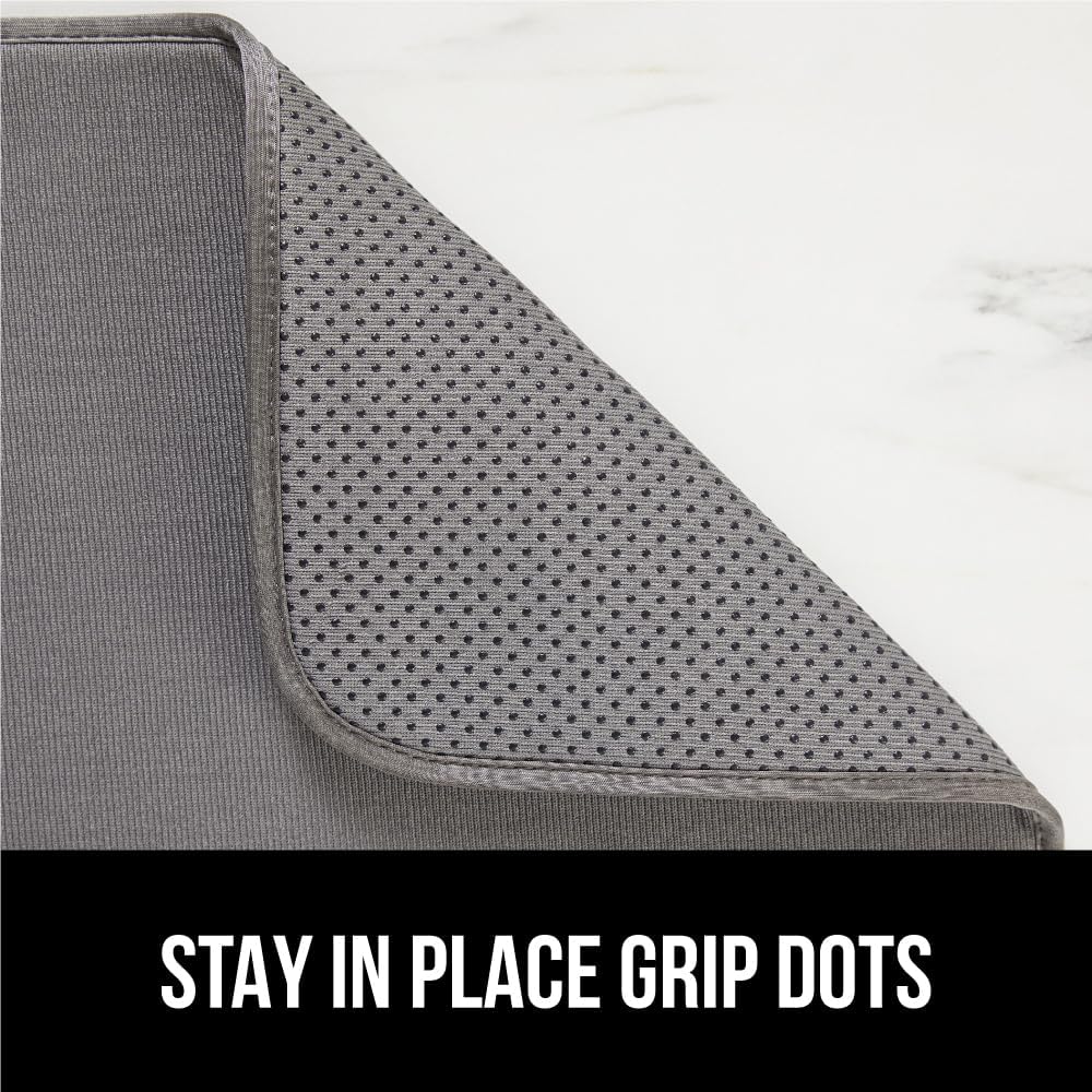 GORILLA GRIP Ultra Water Absorbent Microfiber Dish Drying Mat, 18x32, Quick Dry Thick Mesh, Slip