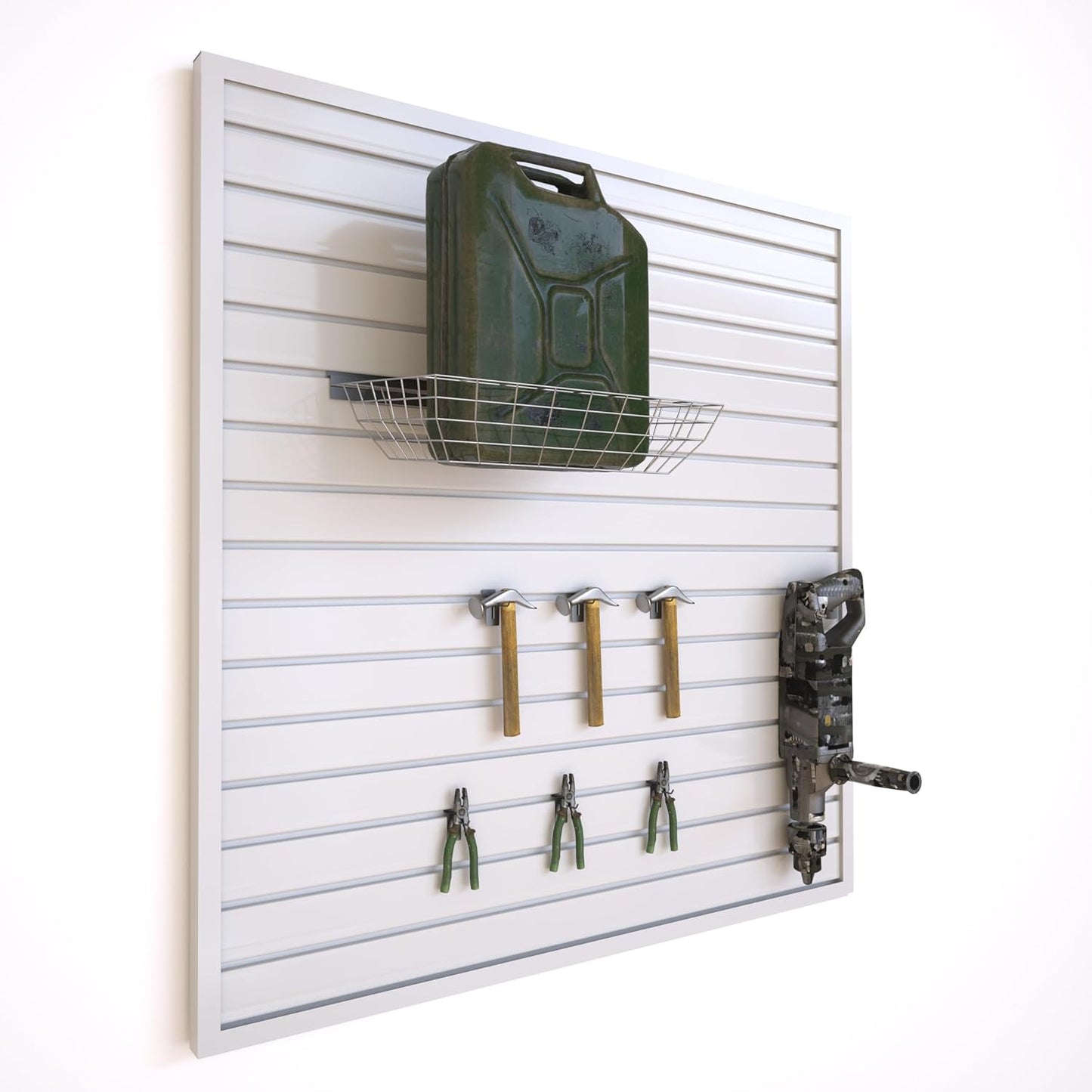 NeatiEase Slatwall Panel Wall Storage Systems, 4 x 4ft Slat Wall Paneling Garage Wall Organizer