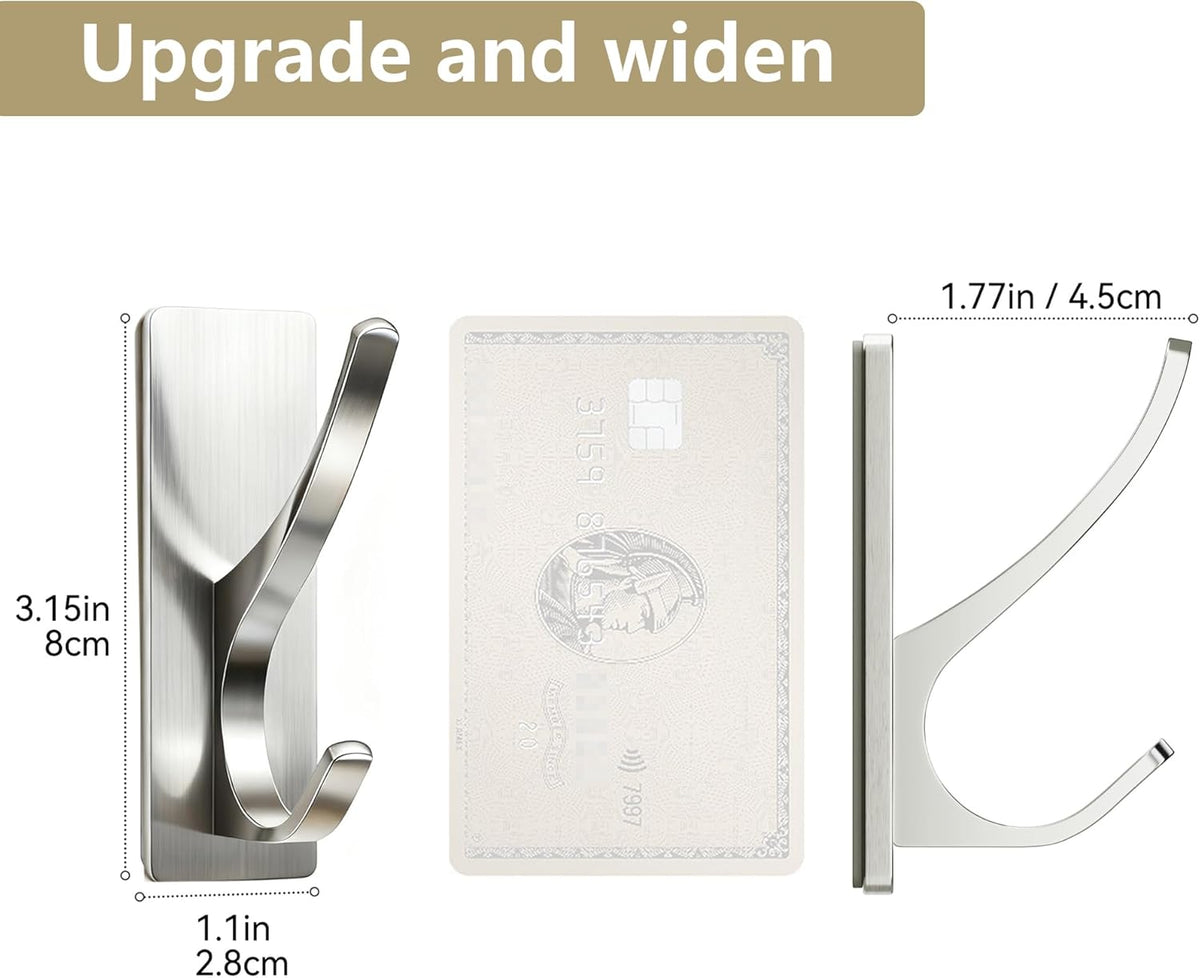 Self Adhesive Coat Hooks for Hanging: Heavy Duty Stainless Wall Hook for Towel, Backpack, Hat