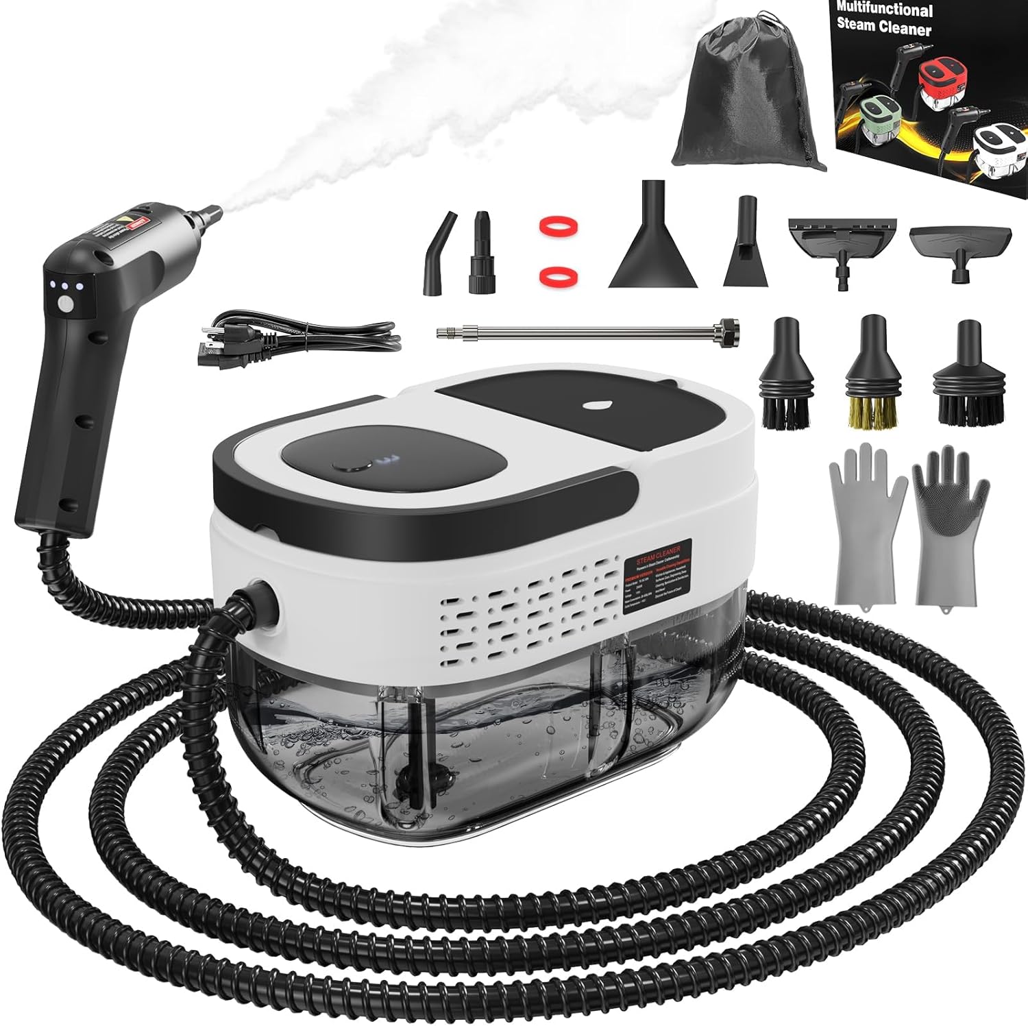 Handheld Steam Cleaner for Home, 2500W High Pressure Steam Cleaner for Car Detailing, 3 Steam