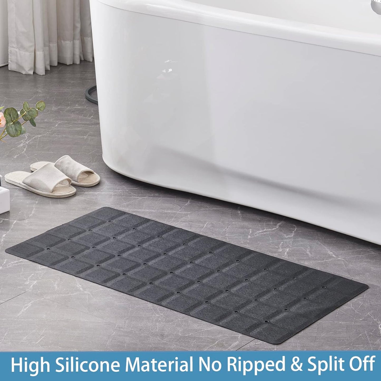 Foldable Silicone Bathtub Mat: Jumbo Size Heavy Duty Safety Bath Mat for Tub Without Suction Cups