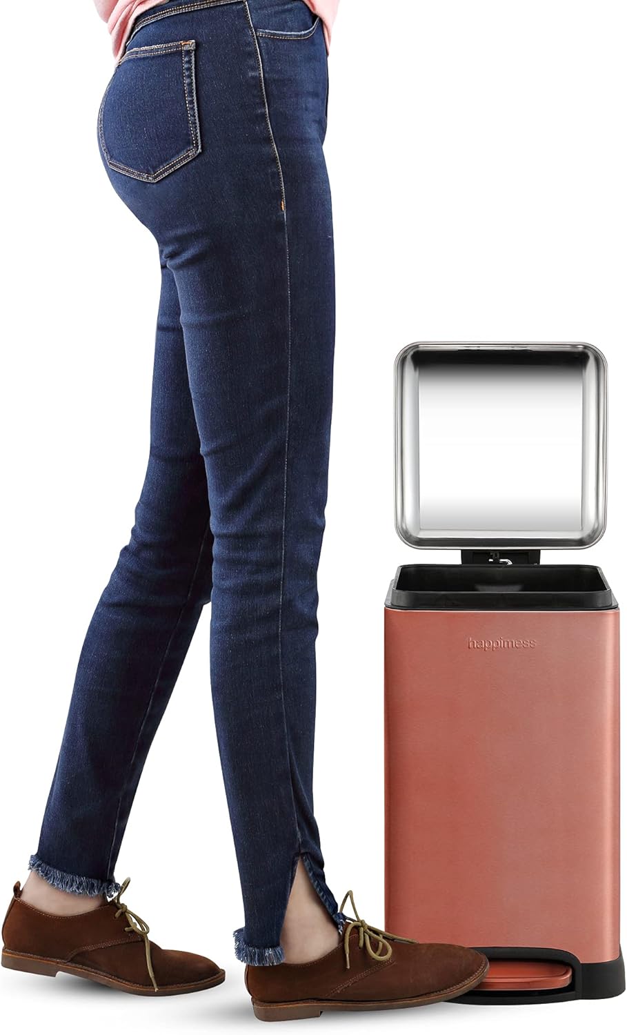 happimess HPM1012D Betty Retro Mini 3.2-Gallon Step-Open Trash Can with Soft-Close Lid, Modern