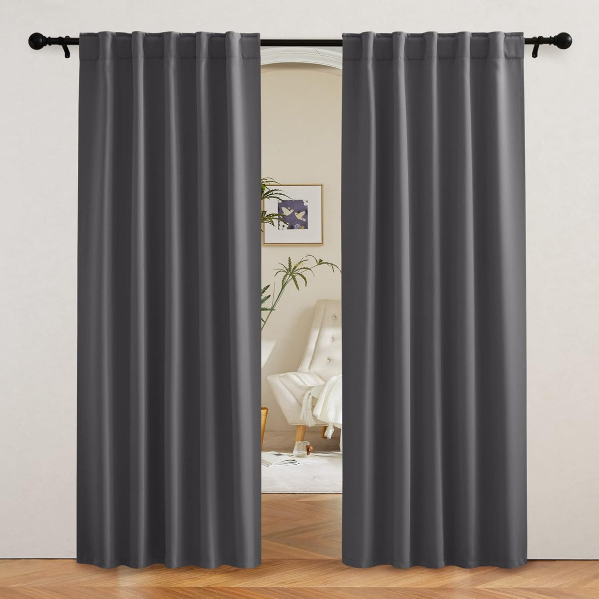 RYB HOME Blackout Curtains 80 inches Long Thermal Insulating Large Window Curtains for Living Room