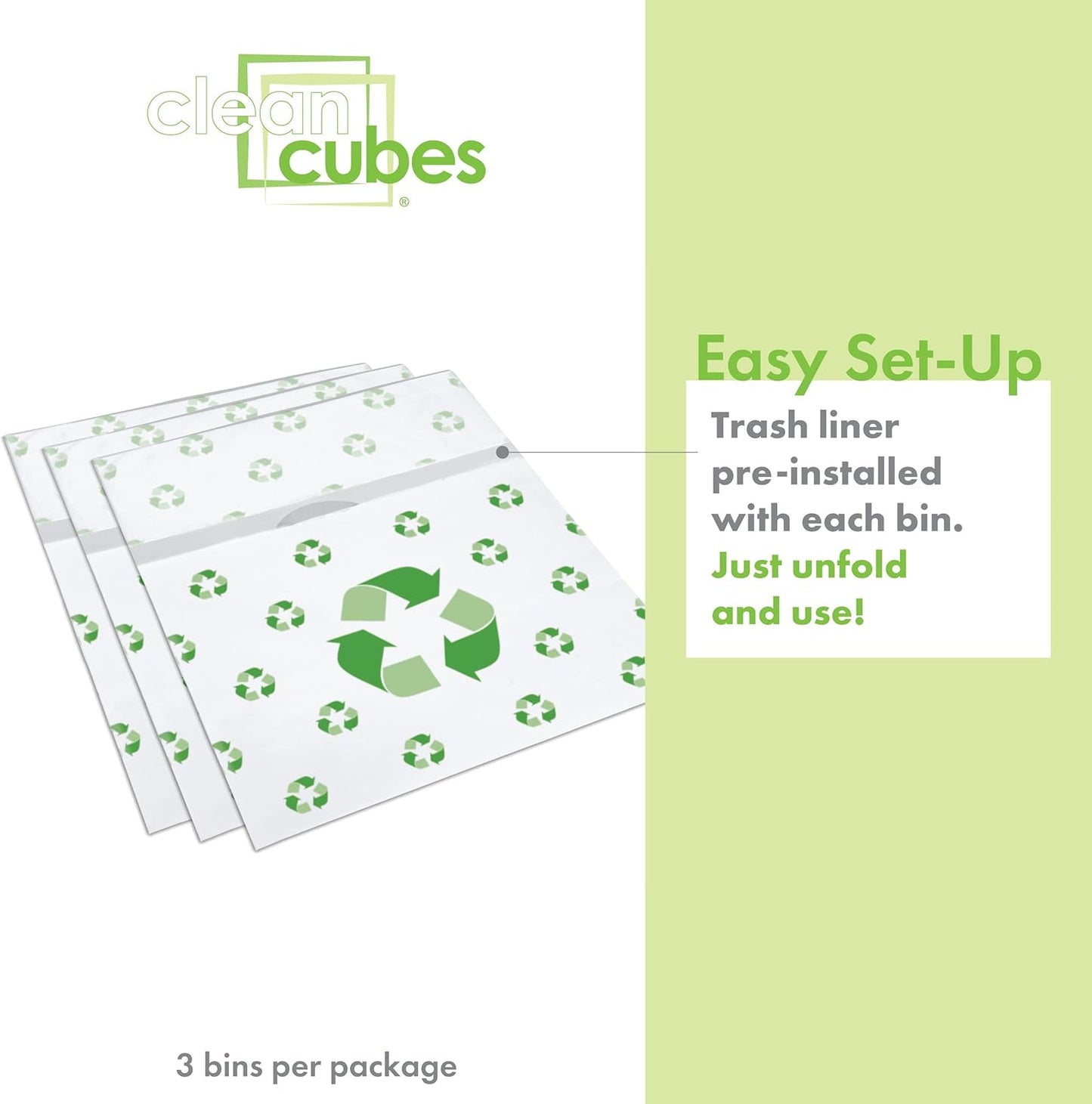 13 Gallon Disposable Pop-Up Trash Cans (3-Pack) with Fitted Bags – Foldable Garbage & Recycling