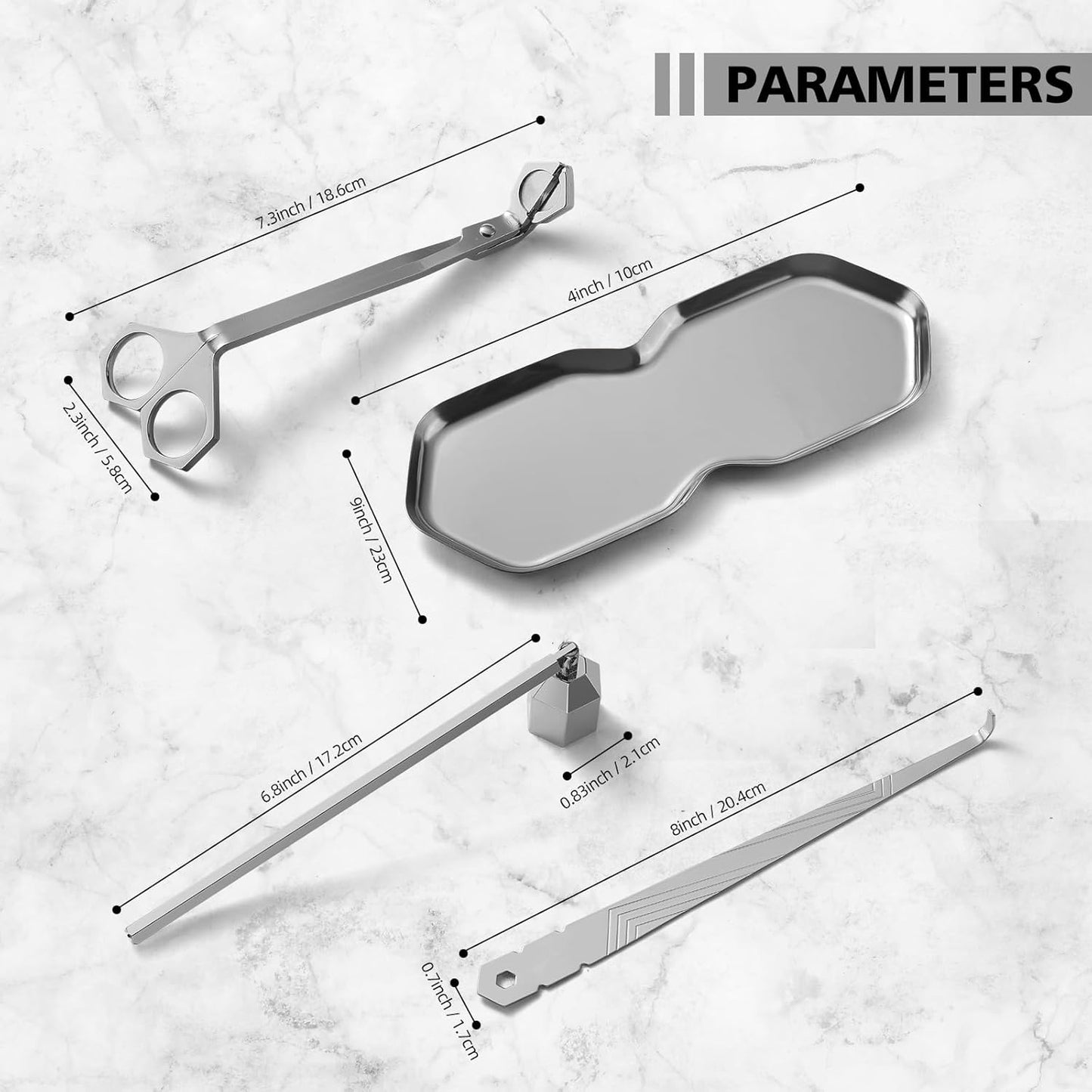 PATOISE 4 in 1 Candle Accessory Set, Wick Trimmer, Candle Snuffer, Wick Scoop, Storage Tray