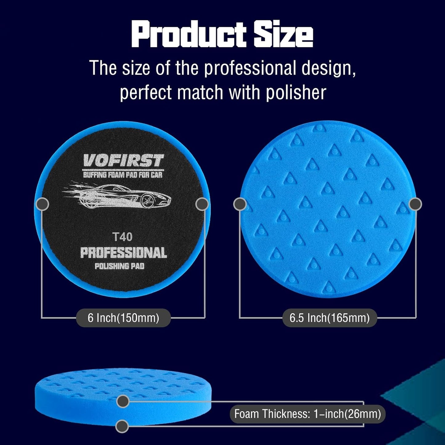 6 Inch Polishing Pad - 3Pcs Blue Polishing Pad - 6.5 Inch Face for 6 Inch 150mm Backing Plate