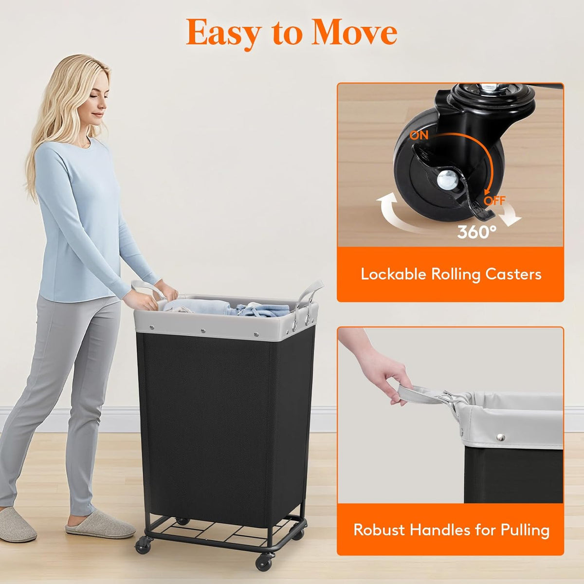 Lifewit 165L Laundry Basket with Wheels, Large Heavy Duty Commercial Rolling Laundry Hamper with