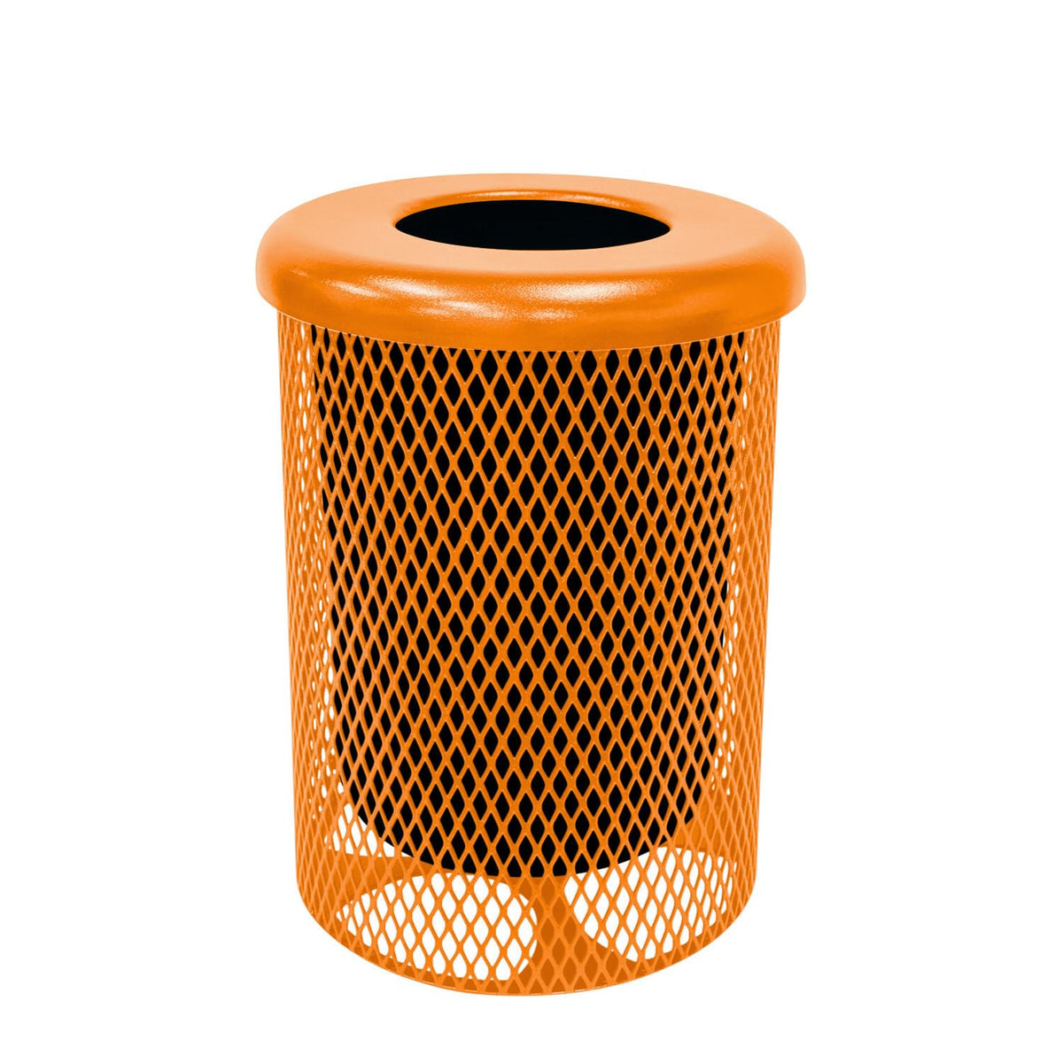 COATEDOUTDOORFURNITURE RFT-ORG Heavy Duty Round Trash Receptacle with Flat Top, Liner Included, 32