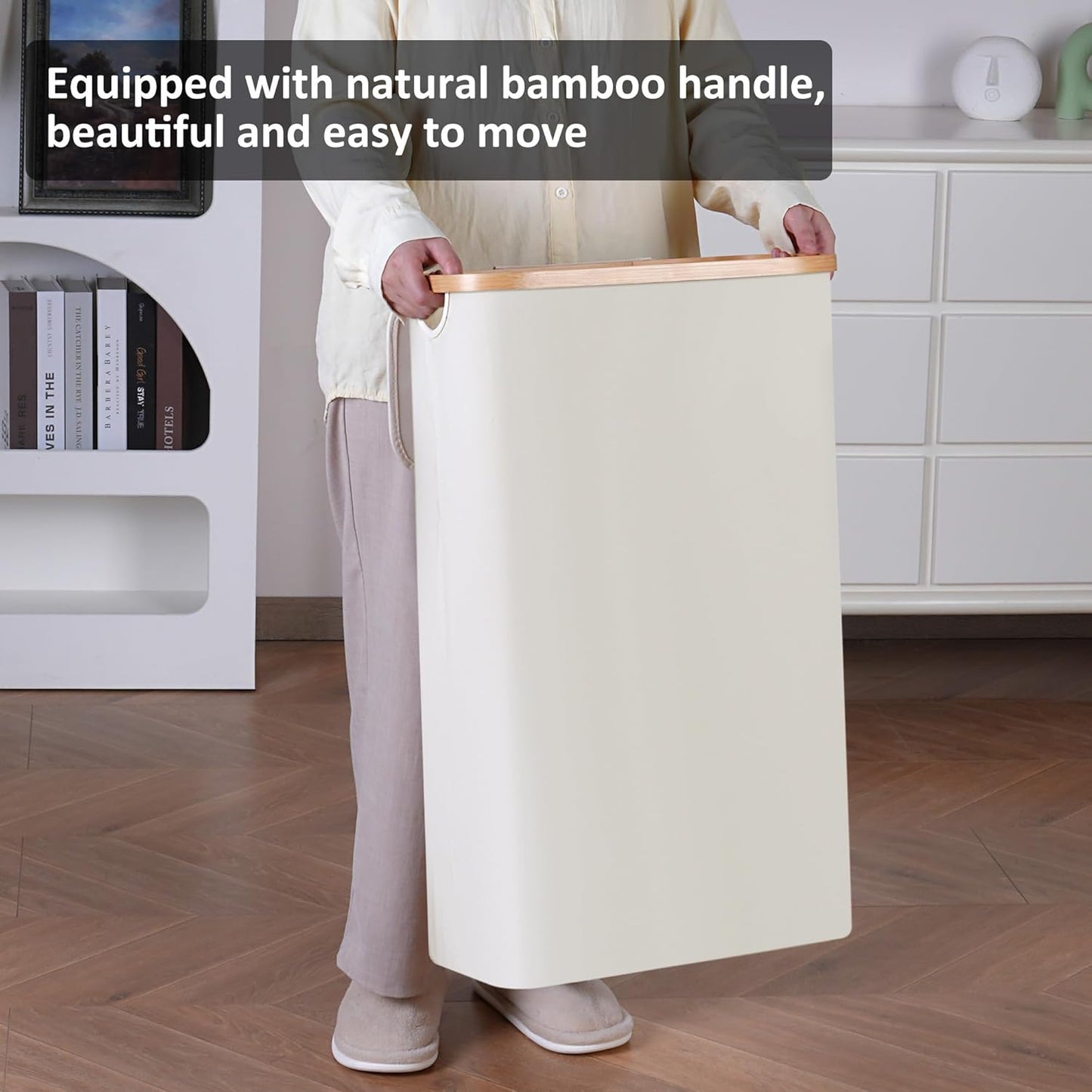 Slim Laundry Basket,Tall laundry Hamper with Lid,60L Hamper for Laundry,Dirty Cloth Hamper with