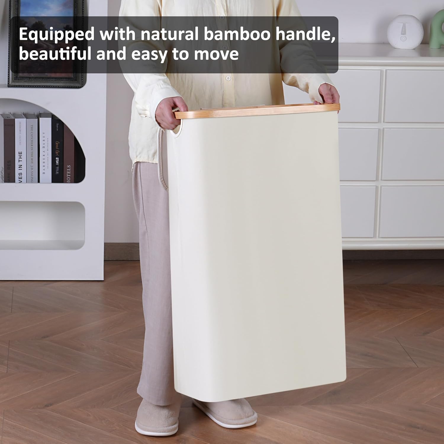 Slim Laundry Basket,Tall laundry Hamper with Lid,60L Hamper for Laundry,Dirty Cloth Hamper with