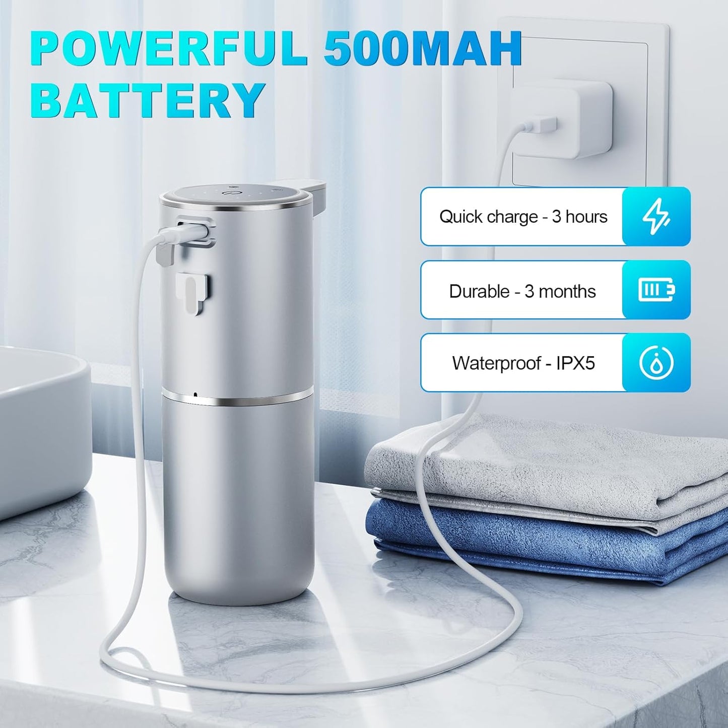 Automatic Foaming Soap Dispenser, 12.8oz/380ml Wall Mount Touchless Soap Dispenser with Sensor