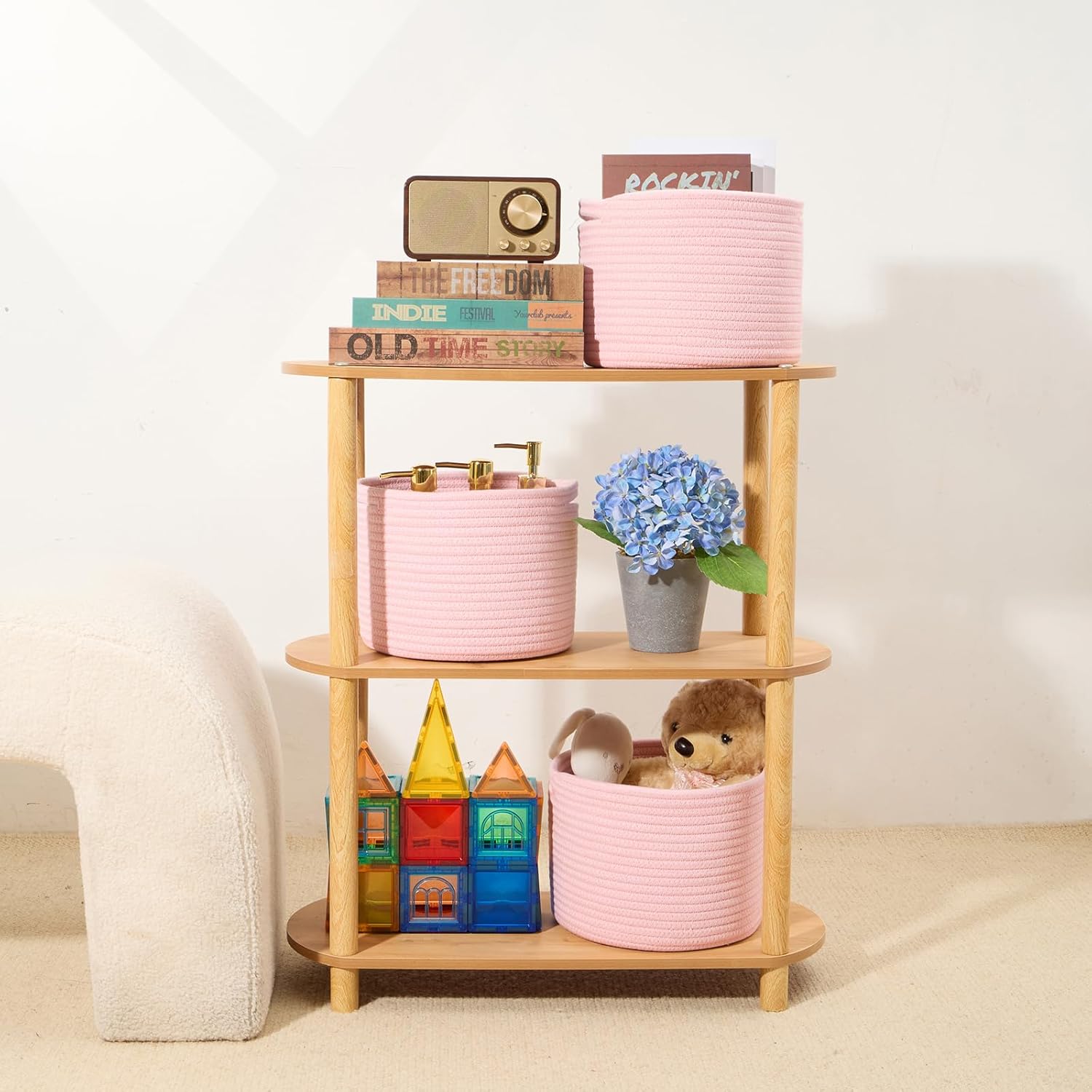 Small Basket for Organizing | Cube Shelf Closet Storage Baskets | 9.7×9.7×7.1” | Woven Rope Gift