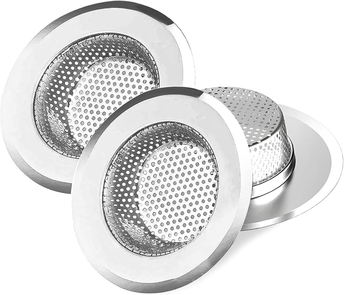 3pcs Heavy Duty Stainless Steel Slop Basket Filter Trap, 4.5" Top / 2.95" Mesh Metal Sink