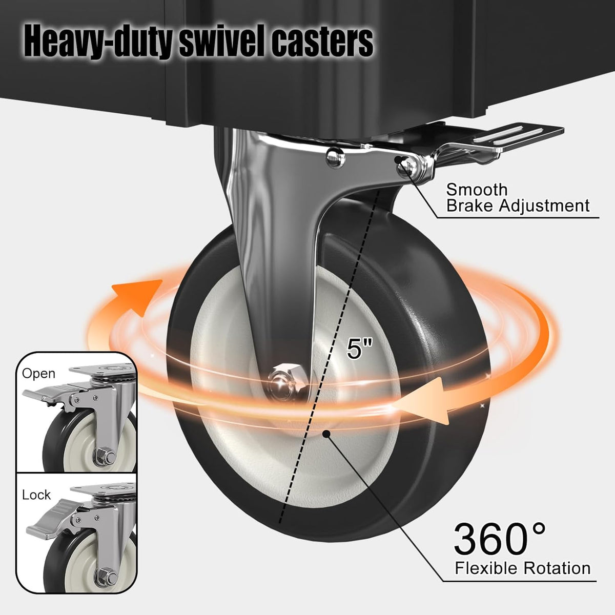 2 Tier Plastic Rolling Cart Utility Cart on Wheels, Heavy Duty Tool Carts with Ergonomic Storage