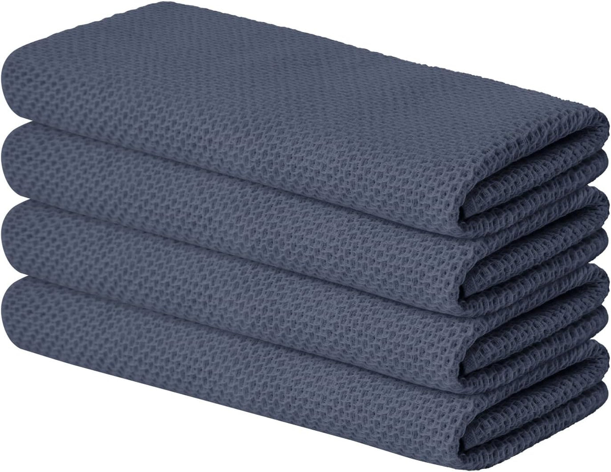 Artoid Mode 100% Cotton Dark Grey Waffle Weave Kitchen Dish Cloths, 13x28 Inch Ultra Soft Absorbent