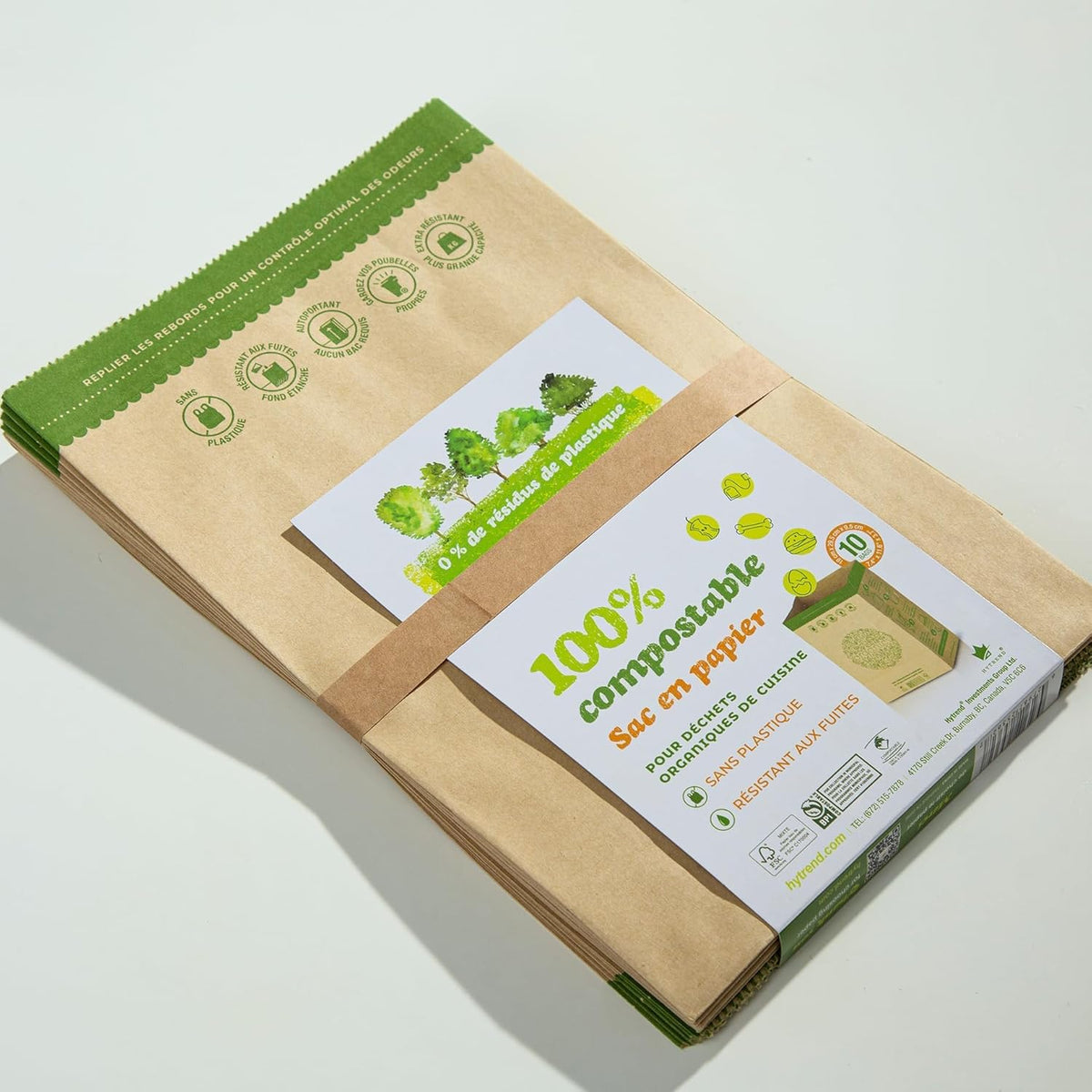 Hytrend-Kitchen Food Waste Bag-35 Bags-%100 Compostable paper Bag - Leak Resistant Liner - Plastic