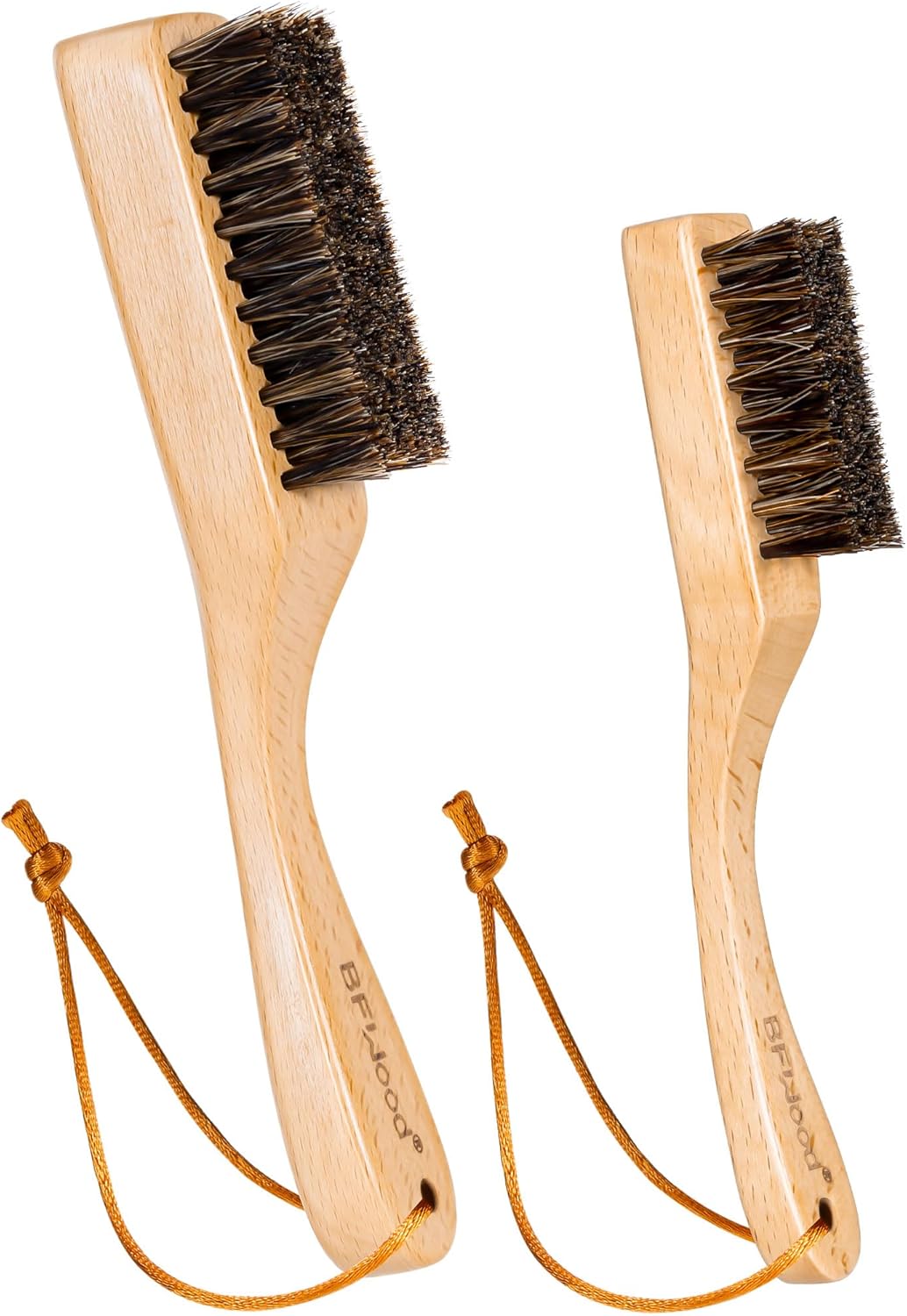 BFWood Horsehair Silver Brush - 2PCS Detailing Brush Set for Silverware - Jewelry Cleaning Brushes