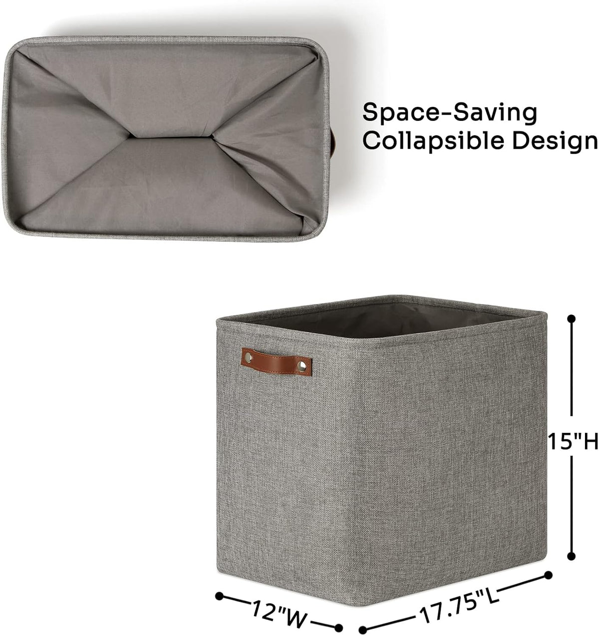 DULLEMELO Grey Storage Baskets 2 Pack Extra Large Fabric Shelf Baskets for Organizing, Closet