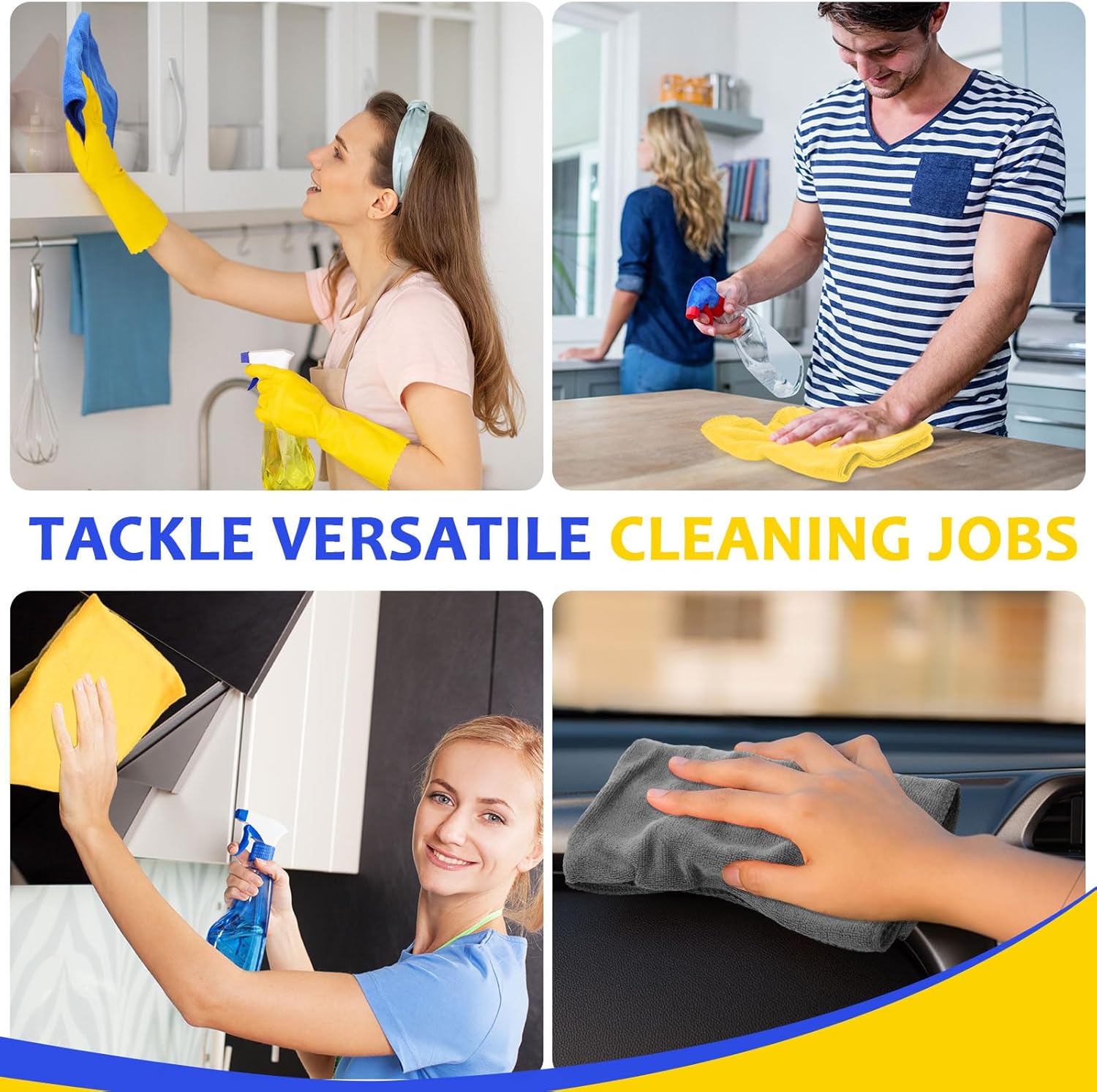Nuenen Microfiber Cleaning Cloths for Cars 16 x 16 Inch Ultra Absorbent Car Towels Drying Reusable