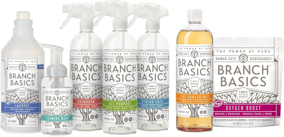 Branch Basics Premium Starter Kit: All Purpose, Glass, and Bathroom Cleaner plus our Foaming Wash
