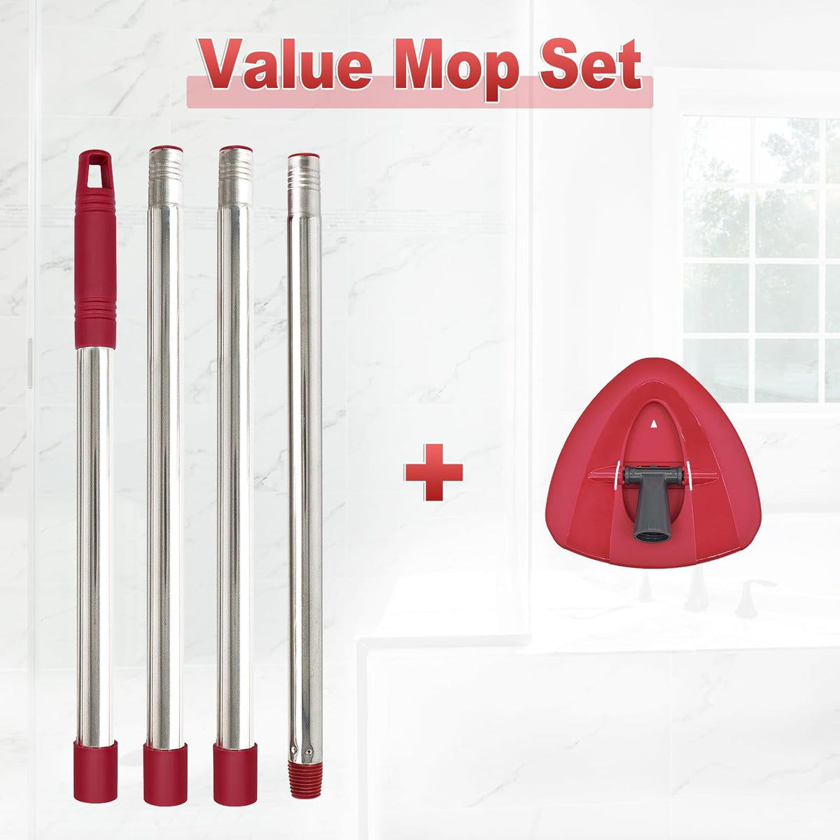 Mop Handle for Ocedar, Mop Handle for O Cedar, Spin Mop Replacement Handle for O Cedar, 4-Section