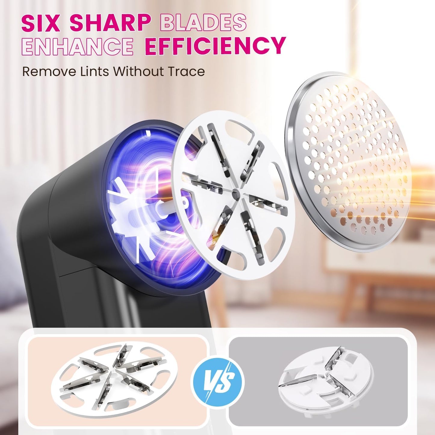 Fabric Shaver, Ziitty Lint Remover for Clothes, Type-C Rechargeable Lint Shaver with LCD Display &