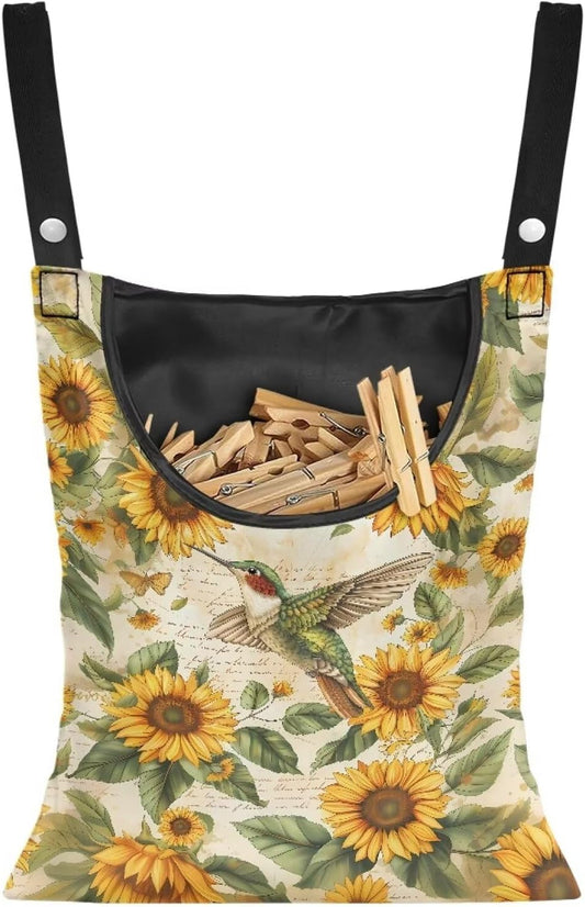 Hummingbird Laundry Clothespin Bag Clothespin Storage Hanger Bag with a Large Opening, Hanging