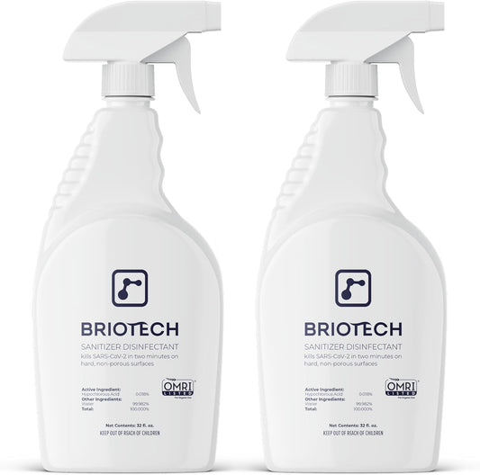 BRIOTECH Sanitizer Disinfectant Hypochlorous Spray, Kills 99.99% of Viruses & Bacteria, Eliminates