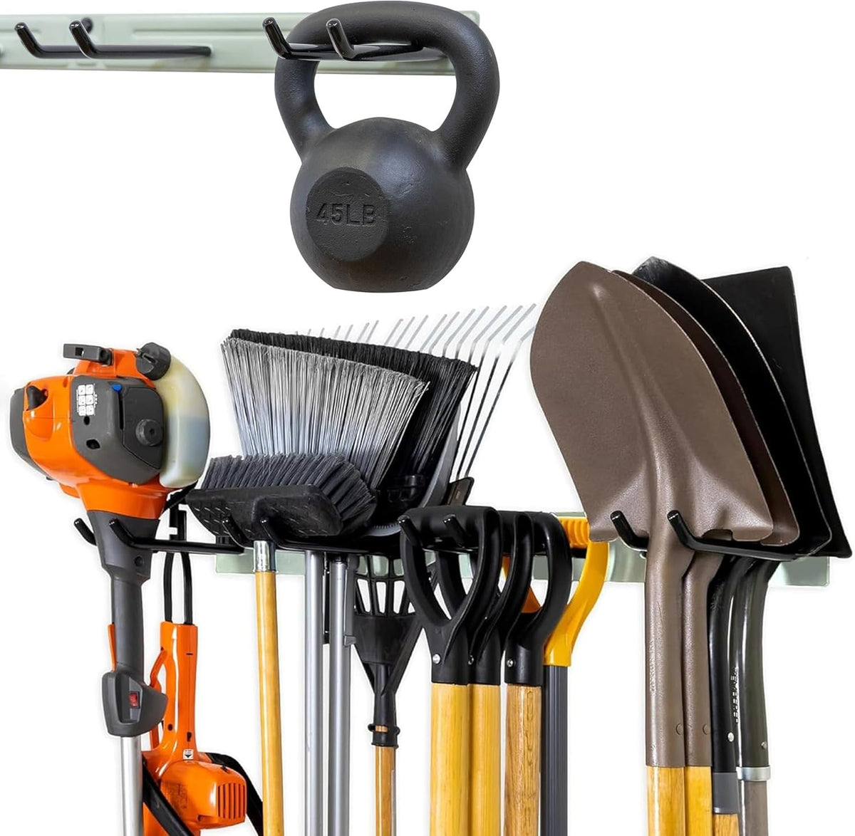 StoreYourBoard Wall-Mounted Rack With 4 Garage Hooks – Heavy-Duty Steel Holder Garage & Garden