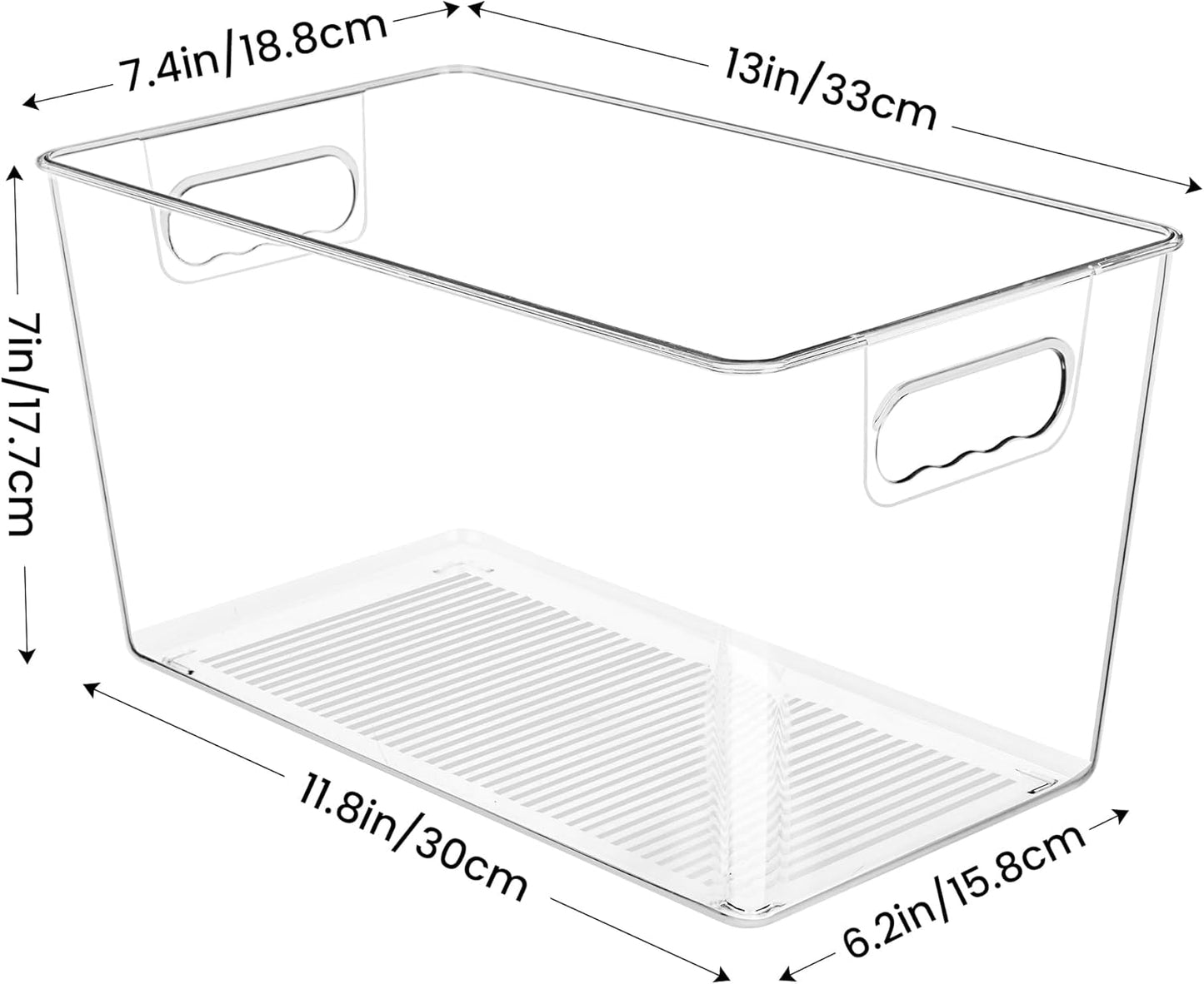YIHONG Clear Plastic Storage Bins, 4 Pack Pantry Organizer Bins with Handle for Kitchen
