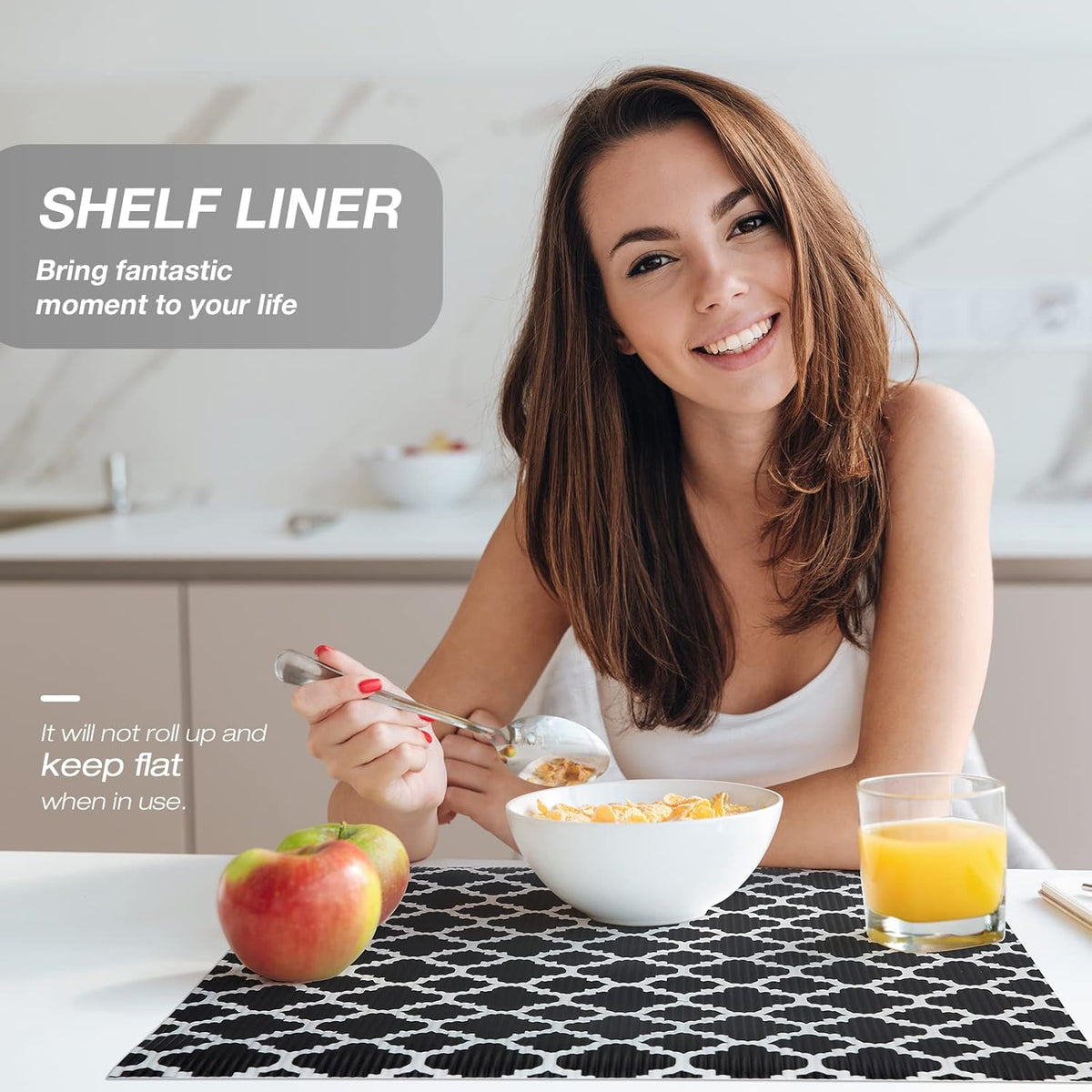 Glotoch Shelf Liners for Kitchen Cabinets 12” x 20 ft, Non Slip Drawer Liner, Waterproof Cabinet