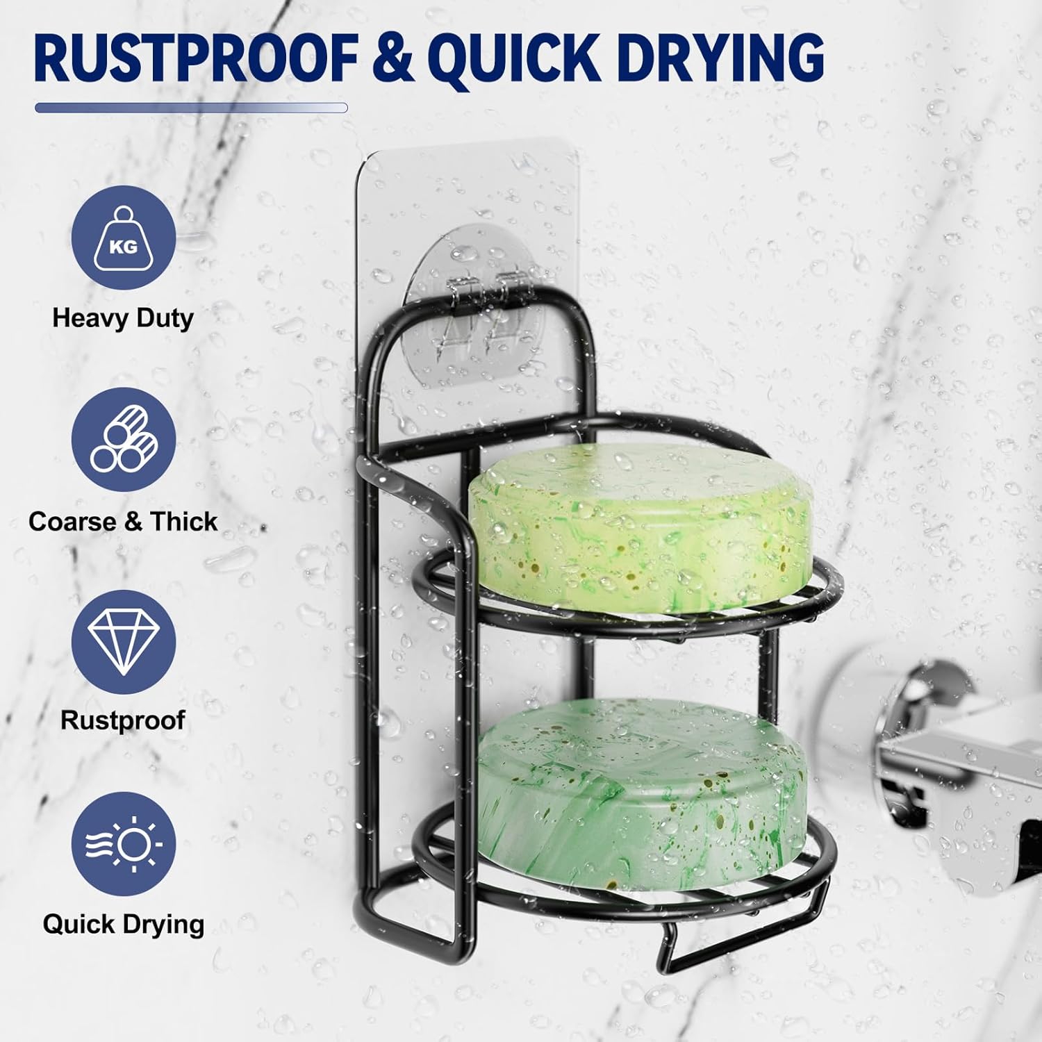 2-Tier Shower Soap Shampoo Bar Holder, Self Adhesive & Freestanding Draining Soap Dish Caddy for