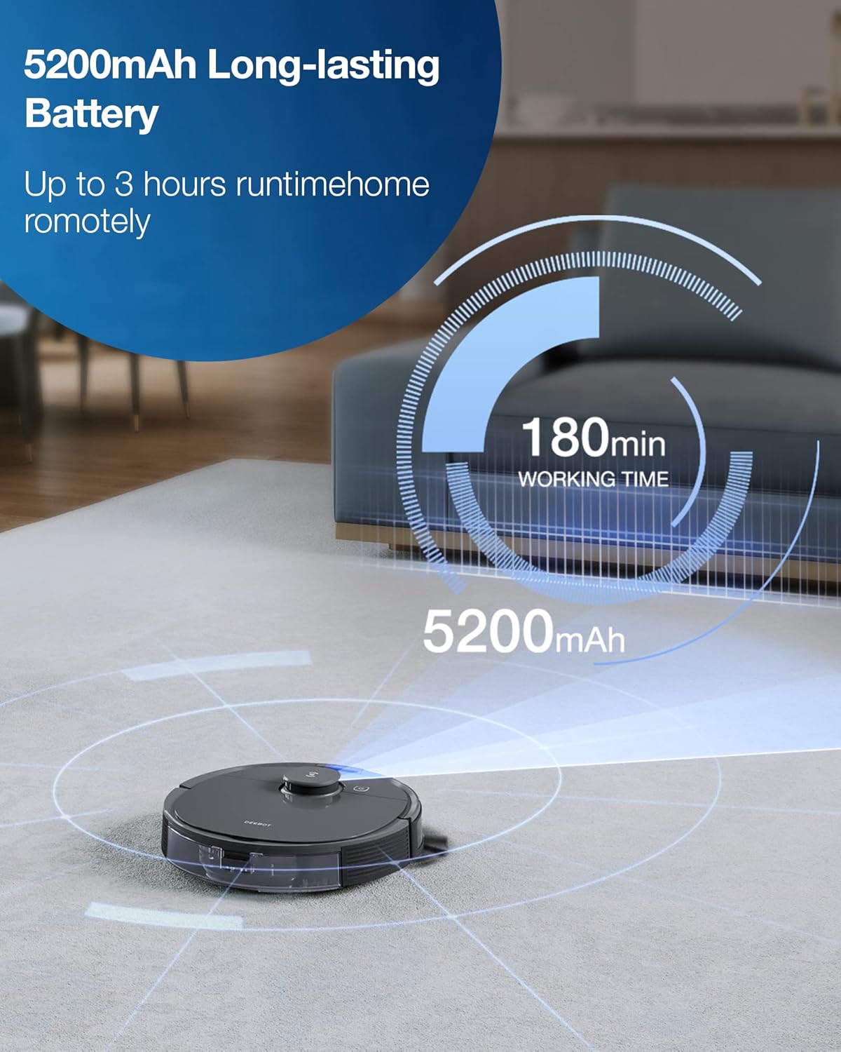 Ecovacs Deebot T8 Robot Vacuum and Mop Cleaner, Precise Laser Navigation, Multi-floor Mapping