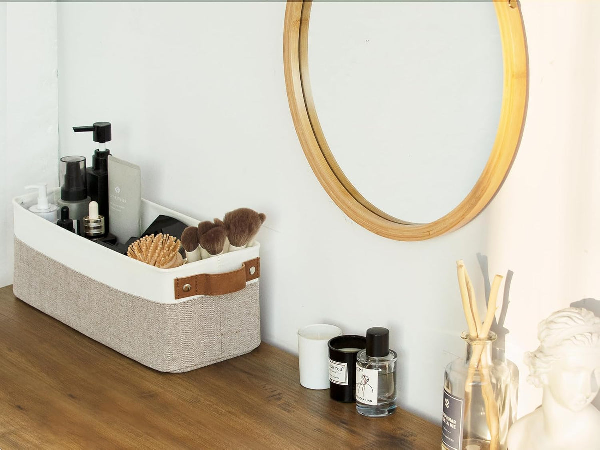StorageWorks Narrow Storage Bins, Small Baskets for Organizing, Long Storage Basket with Handles