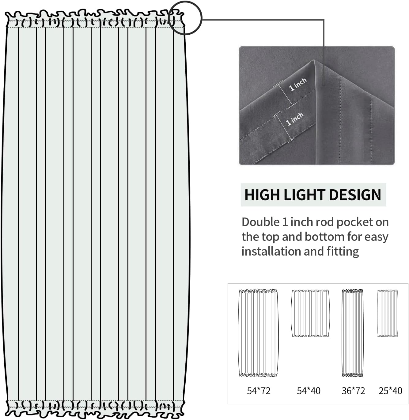 DWCN French Door Curtains – Rod Pocket Thermal Blackout Curtain for Doors with Glass Window