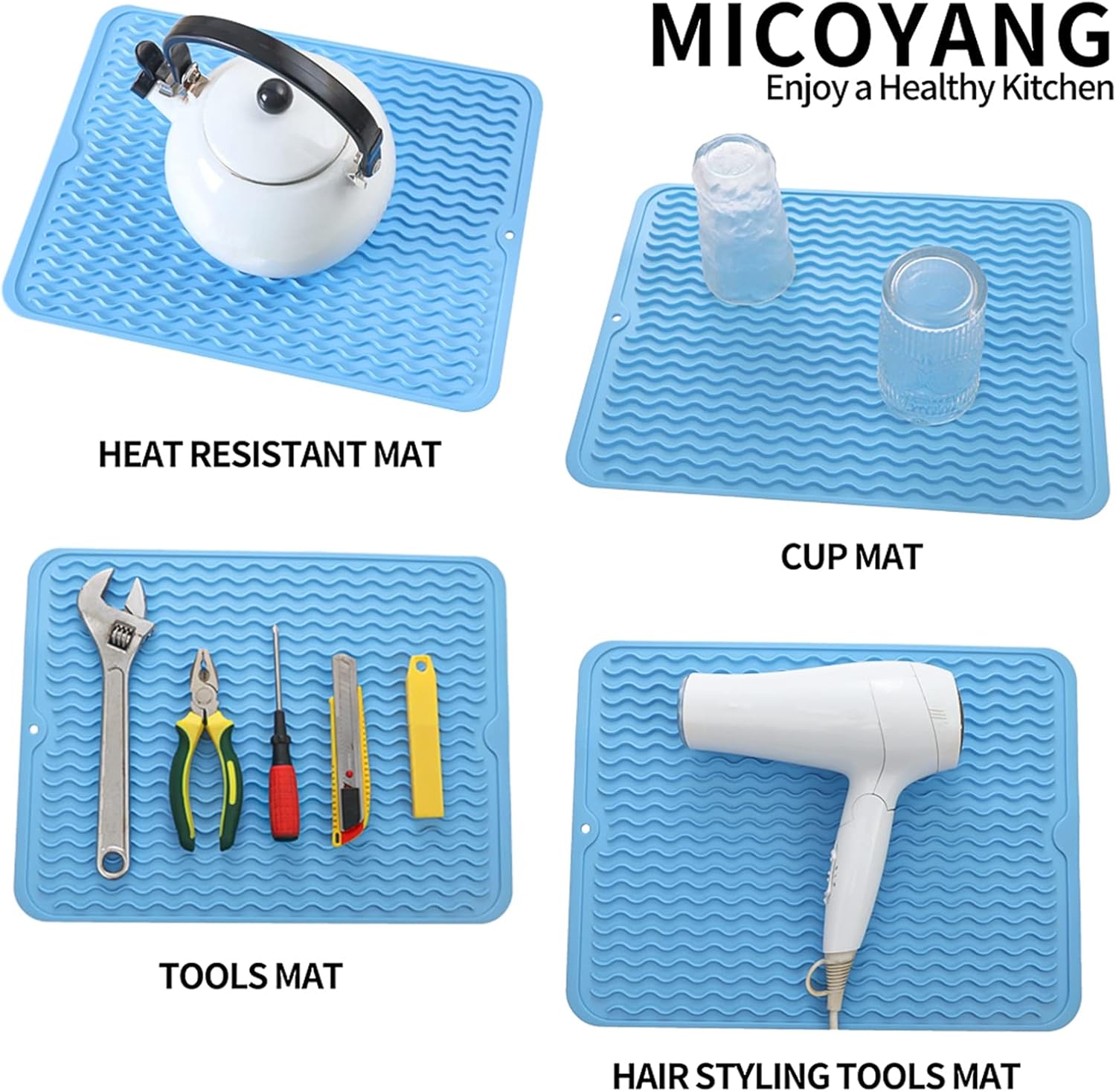Silicone Dish Drying Mat for Multiple Usage,Easy clean,Eco-friendly,Heat-resistant Silicone Mat for