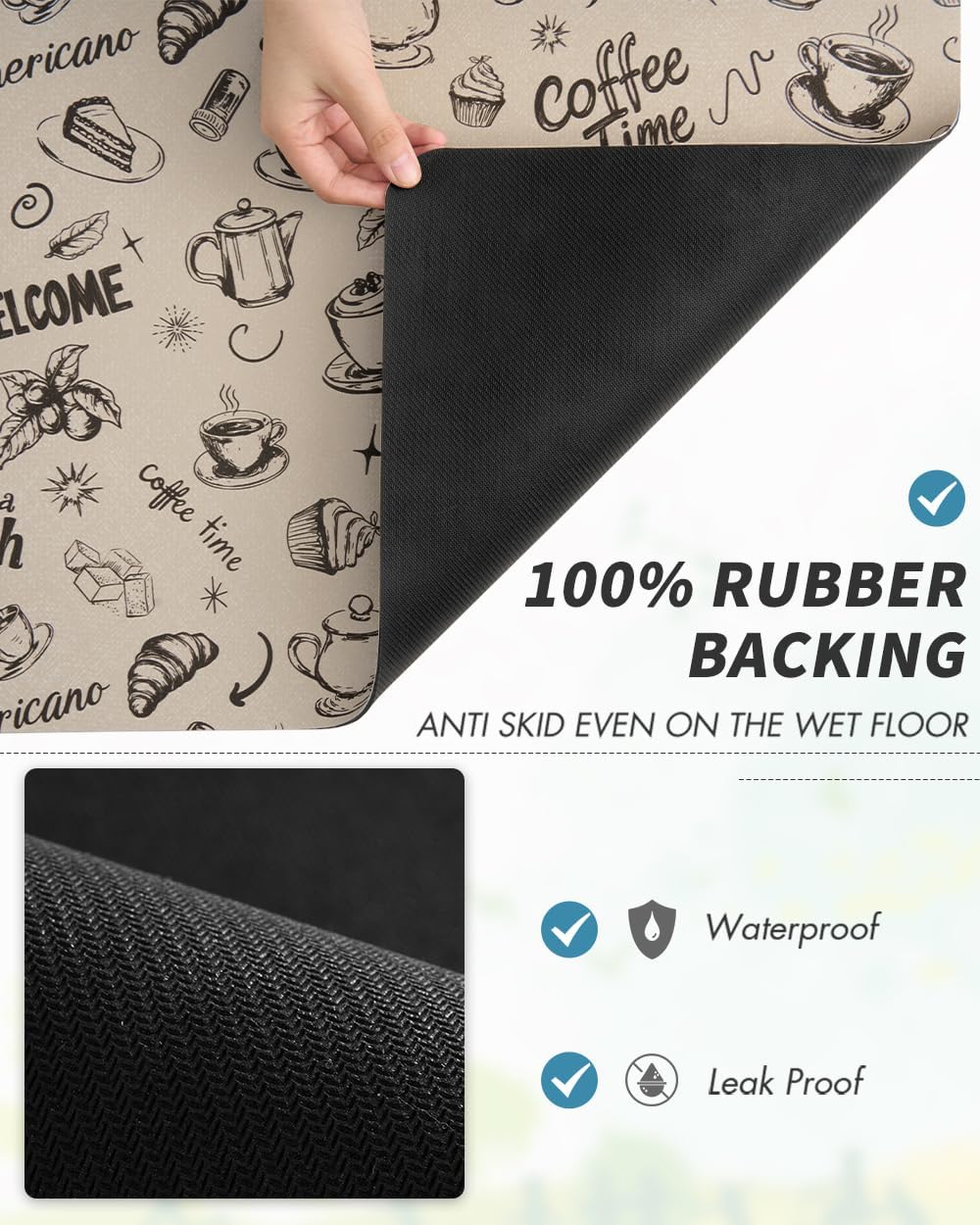 AMOAMI Coffee Mat Hide Stain Rubber Backed Absorbent Dish Drying Mat for Kitchen Counter - Fits