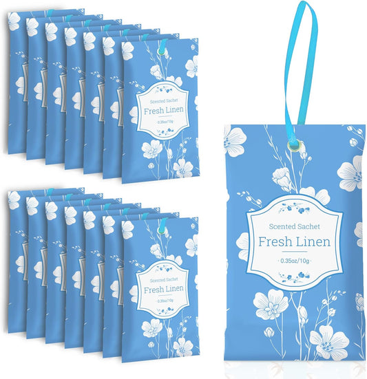 SCENTORINI Scented Sachets for Drawers and Closets, Linen Scent 14 Pack, Long-Lasting Sachets Bags