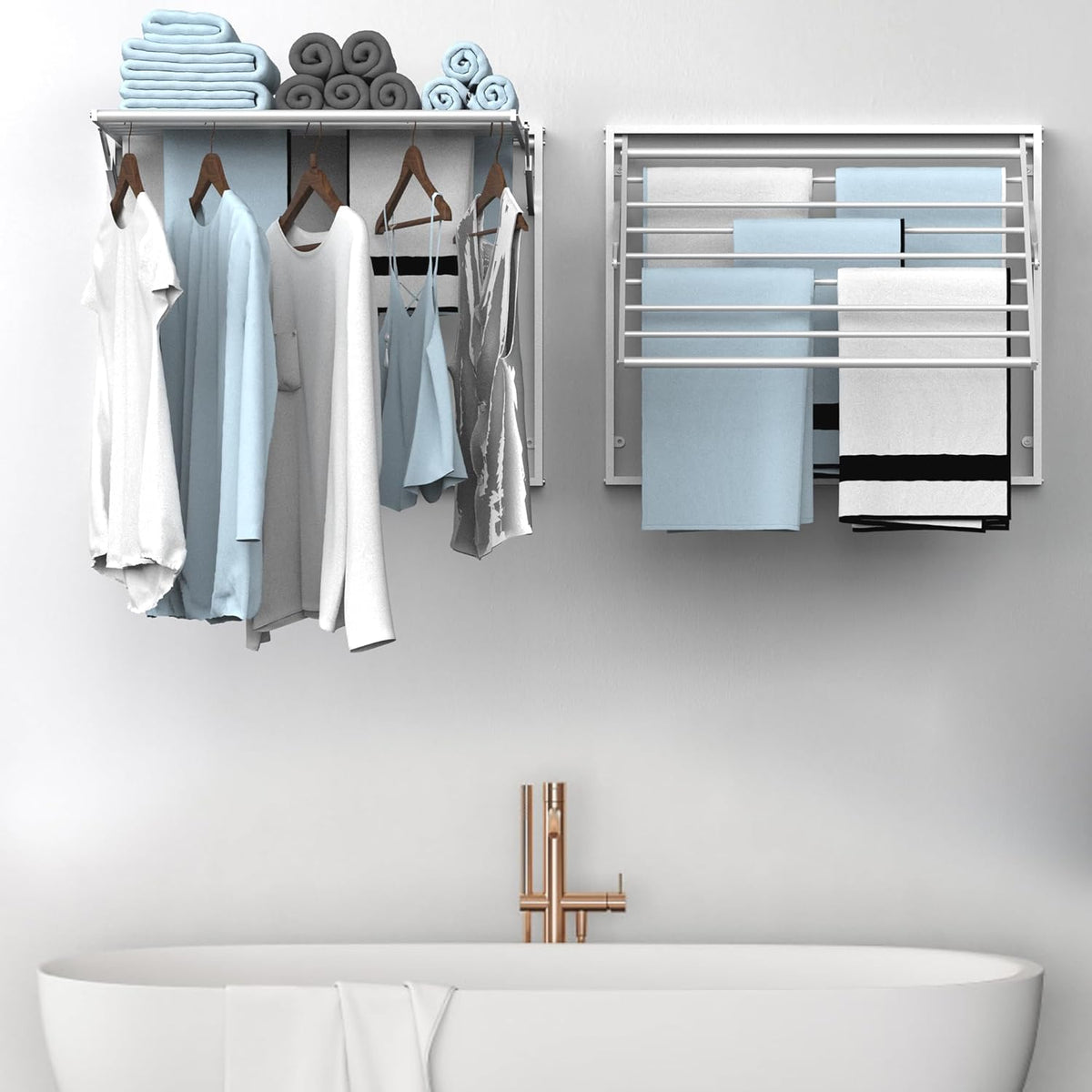 2 Pcs Wall Mount Clothes Drying Rack 26 X 31.5 Laundry Room Organizer Laundry Drying Rack Foldable