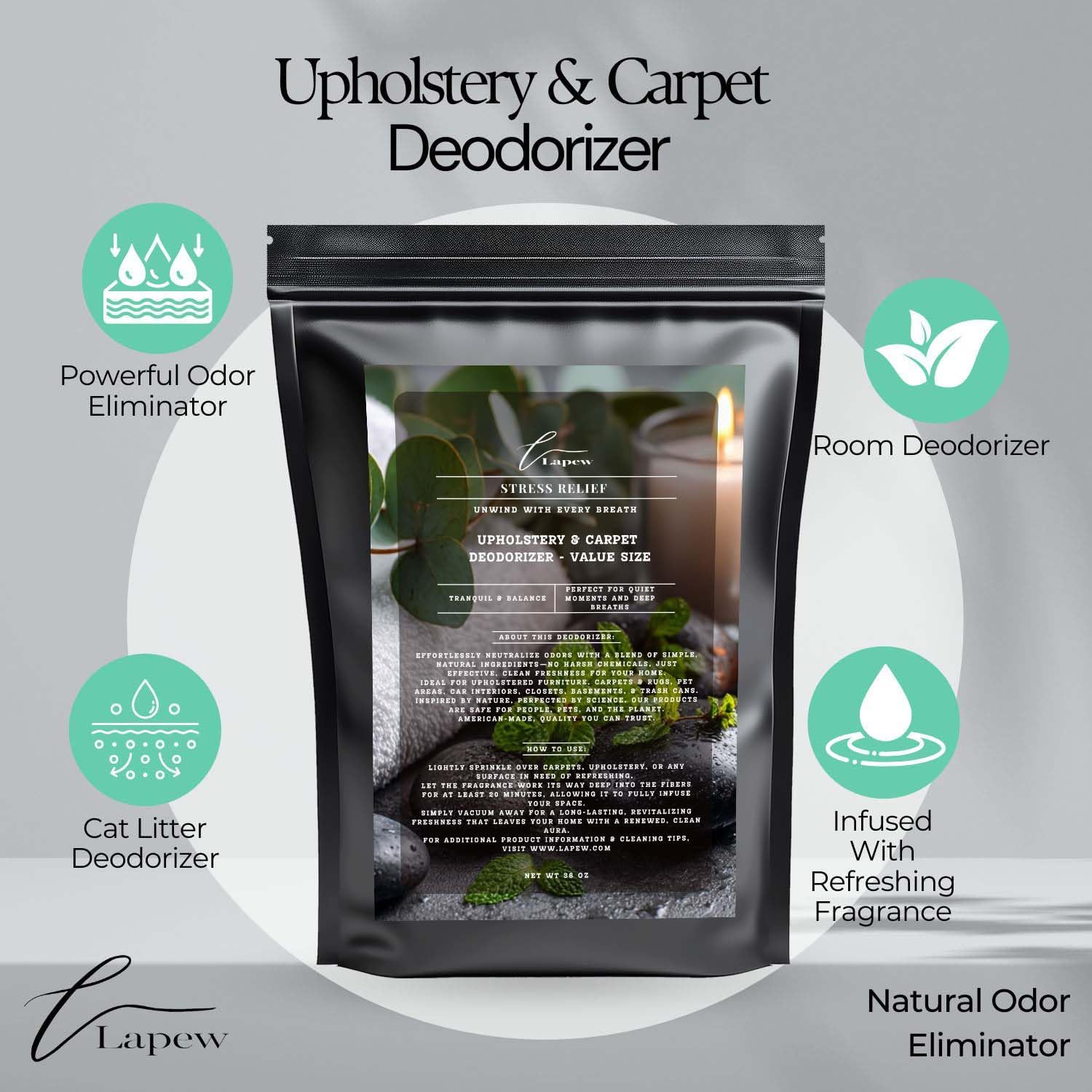 Stress Relief Carpet Freshener Powder Refill 36 oz | Powerful Odor Eliminator for Home | Upholstery