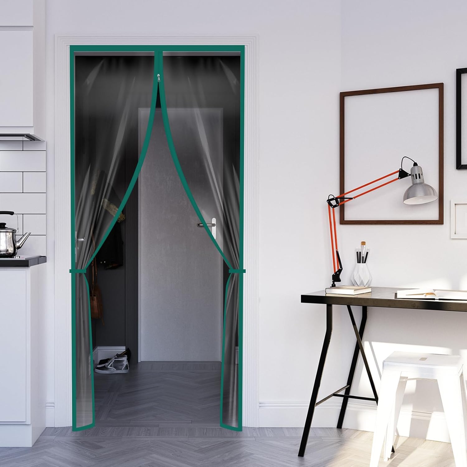 Amylove Zipper 48 x 87 Inch Dust Barrier Kit Green Edged Temporary Construction Door Barrier 4 x
