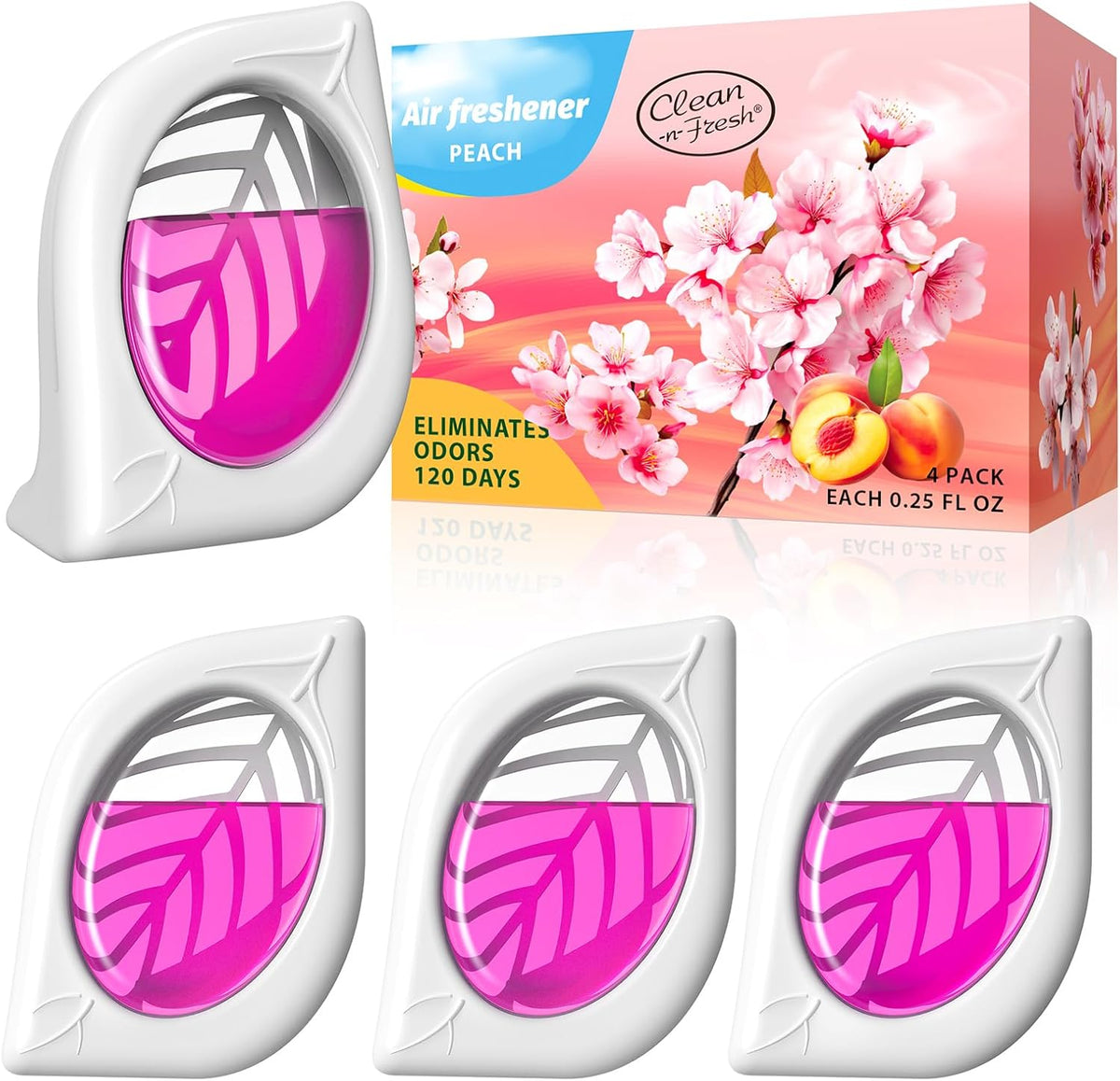Air Freshener for Home, 4 Pack, Peach, Odor Eliminator for Small Area Closets Bathroom Pets Strong