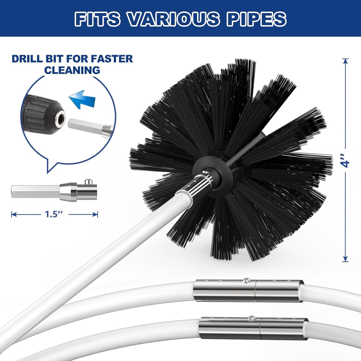 Sealegend 15 Feet Dryer Vent Cleaner Kit/Lint Remover/Upgraded Flexible Quick-Snap Brush with Drill