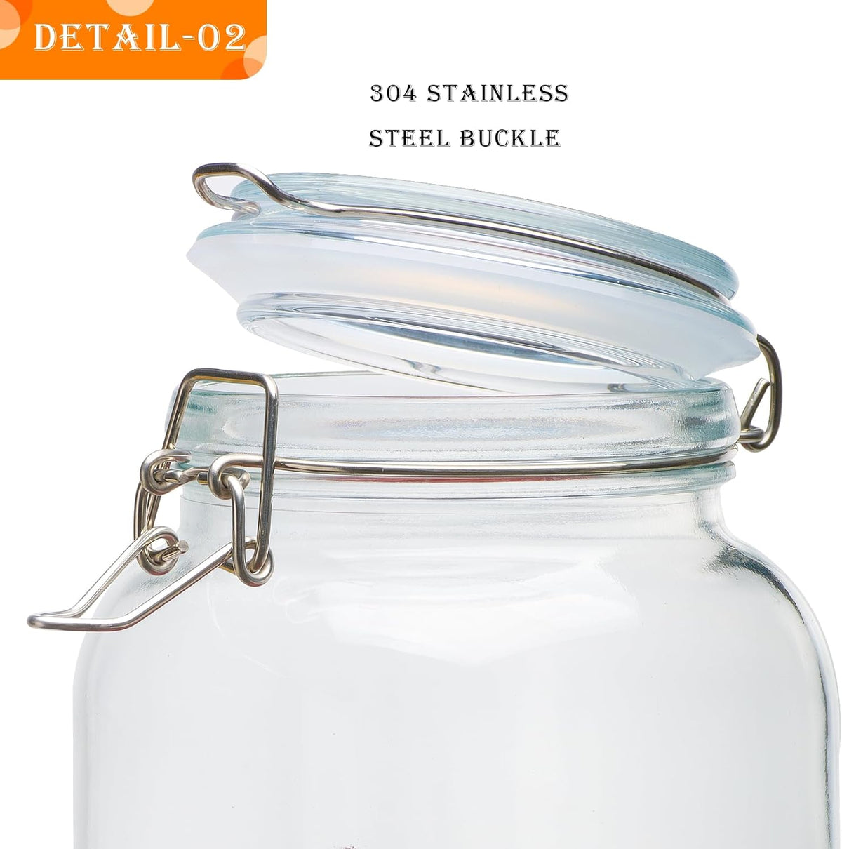 78oz Glass Food Storage Jars with Airtight Clamp Lids, 3 PCS Food Storage Canister for Kitchen &