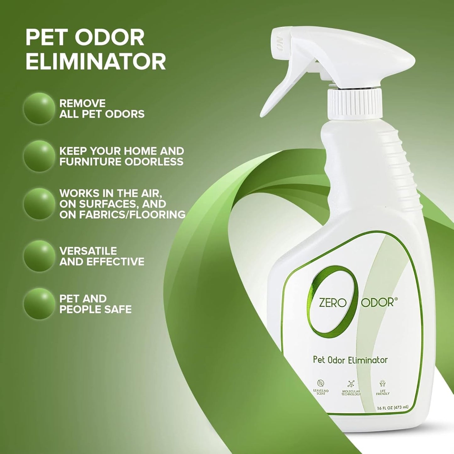 Zero Odor - Pet Odor Eliminator for Strong Odor, Eliminate Air & Surface Odors – Patented Molecular