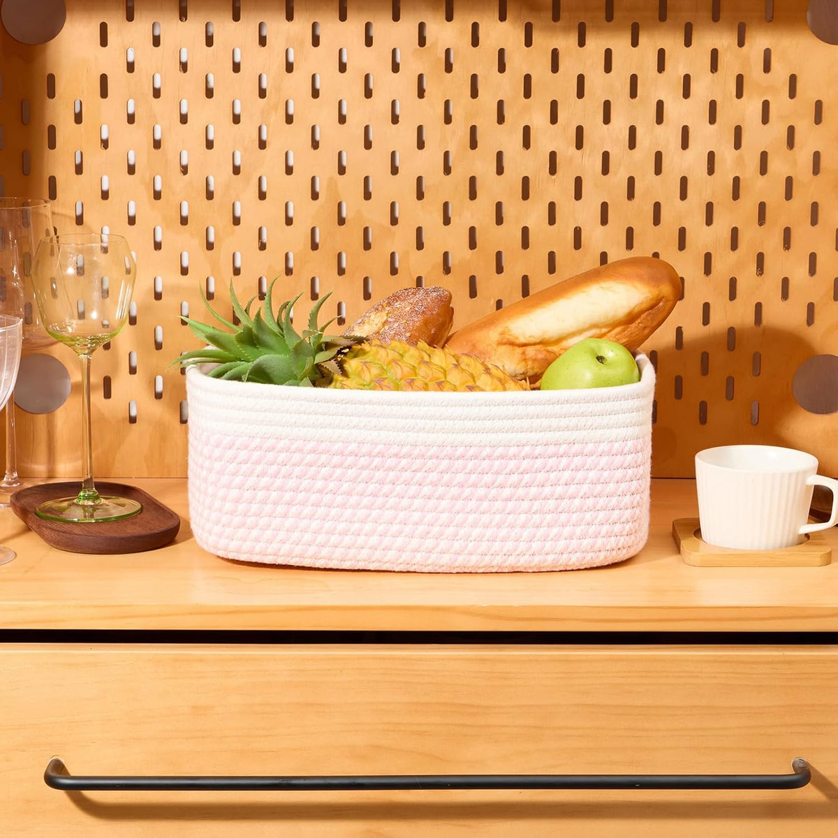 Small Storage Baskets for Organizing | Closet Organizer Bins | Shelf Toy Basket | Woven Rope