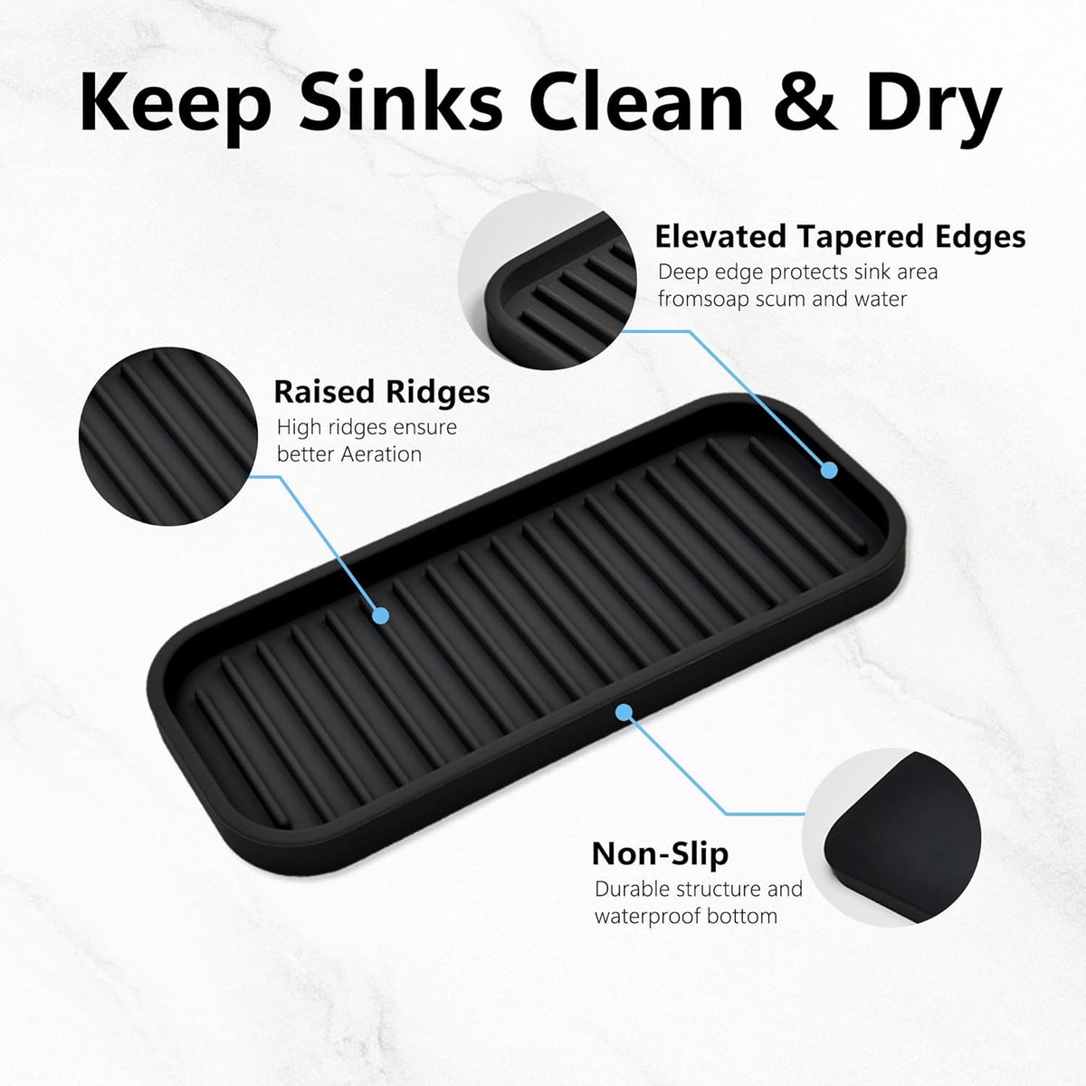 Silicone Sponge Holder Kitchen Sink Organizer Tray Dish Caddy Soap Dispenser, Scrubber Spoon