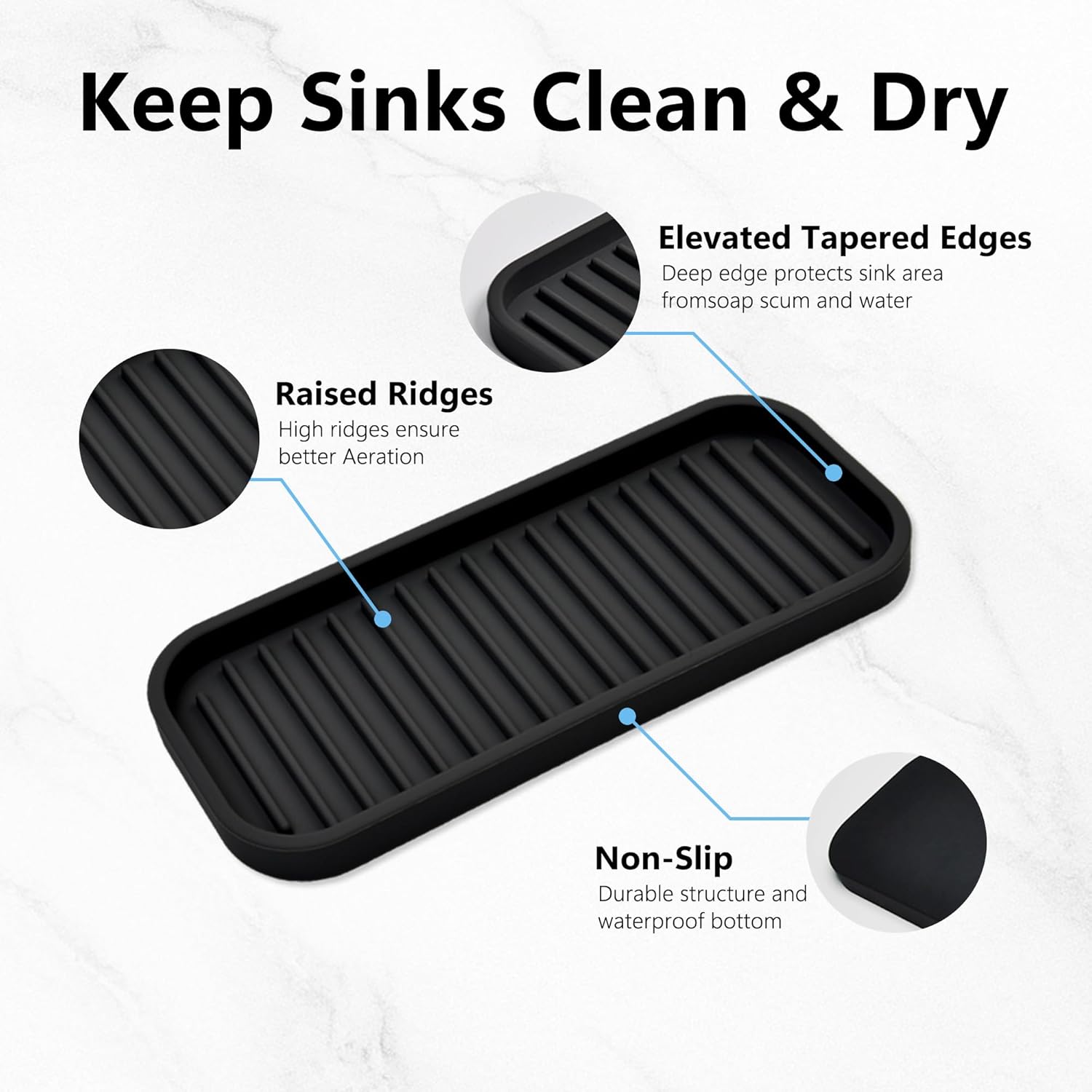 Silicone Sponge Holder Kitchen Sink Organizer Tray Dish Caddy Soap Dispenser, Scrubber Spoon